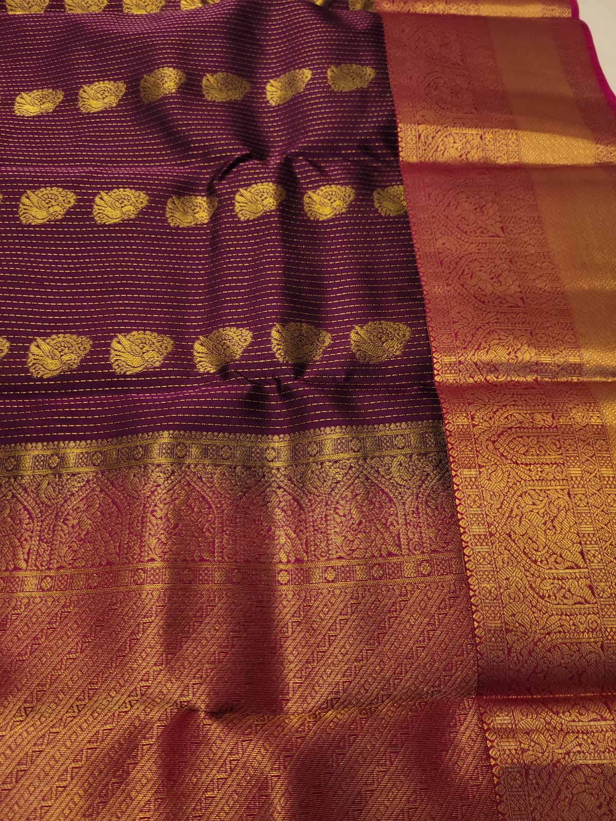 Wine & Pink - Kanchipuram-halfpure Saree