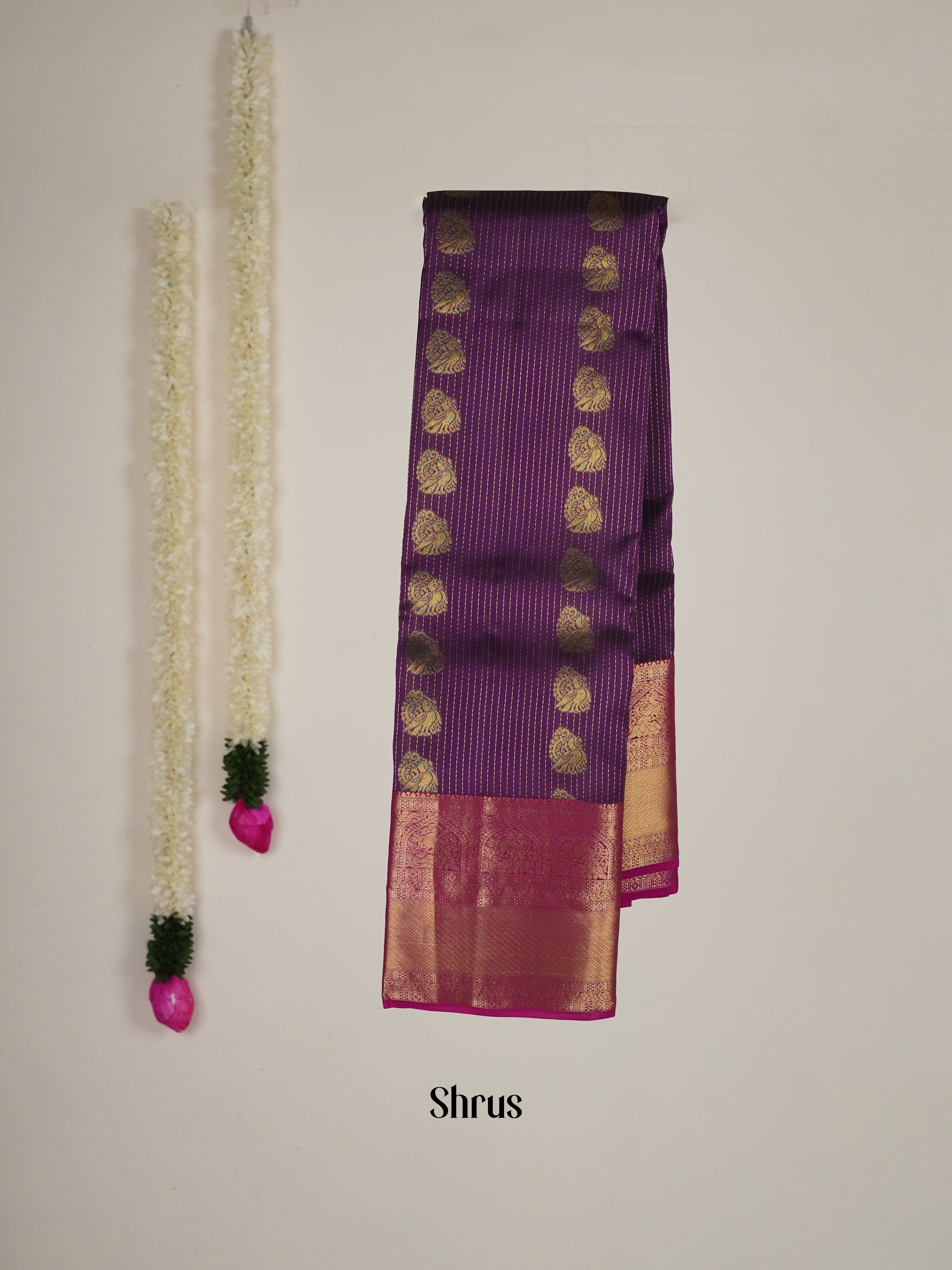 Wine & Pink - Kanchipuram-halfpure Saree