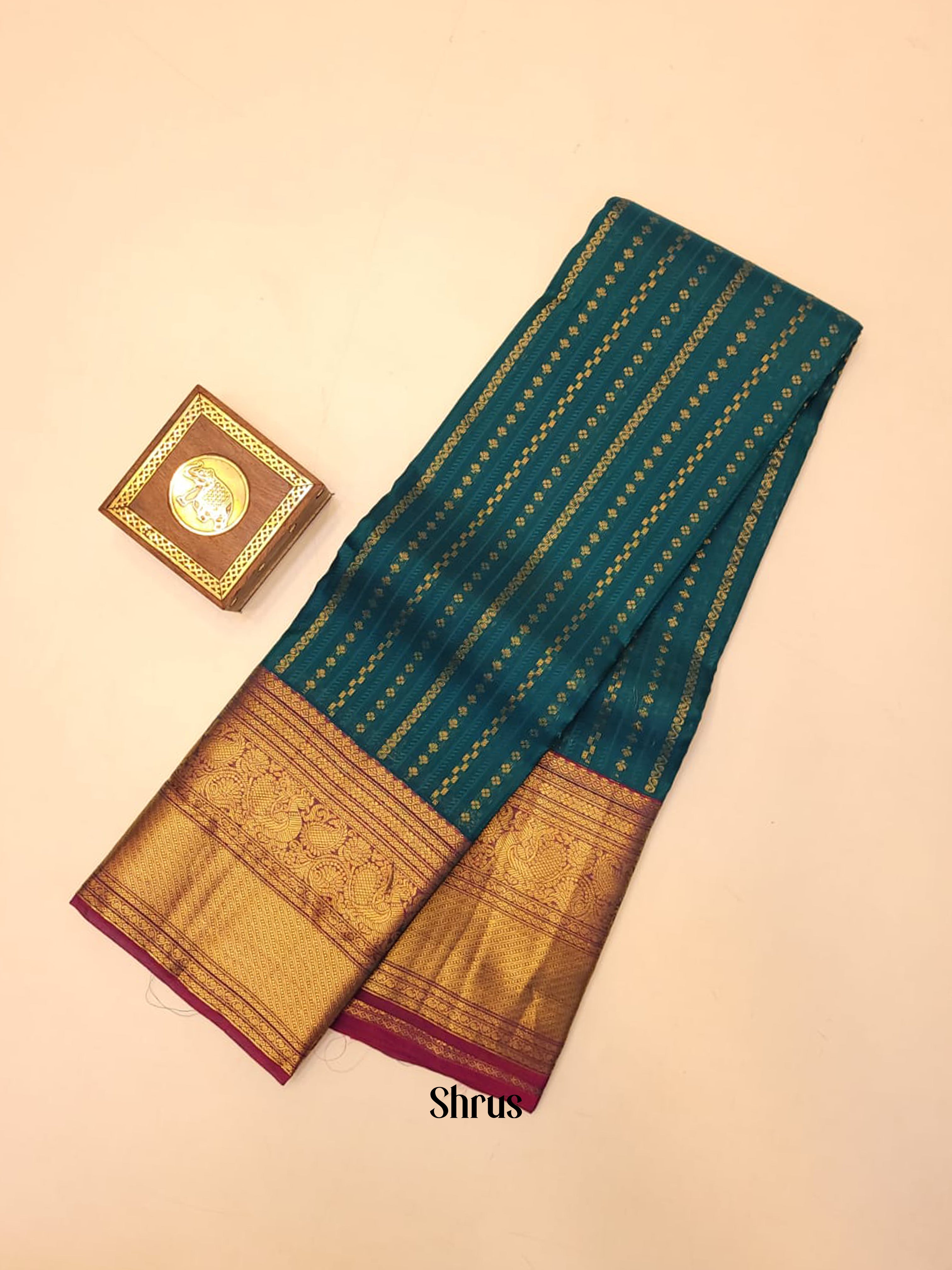 Blue & Pink  - Kanchipuram-halfpure Saree