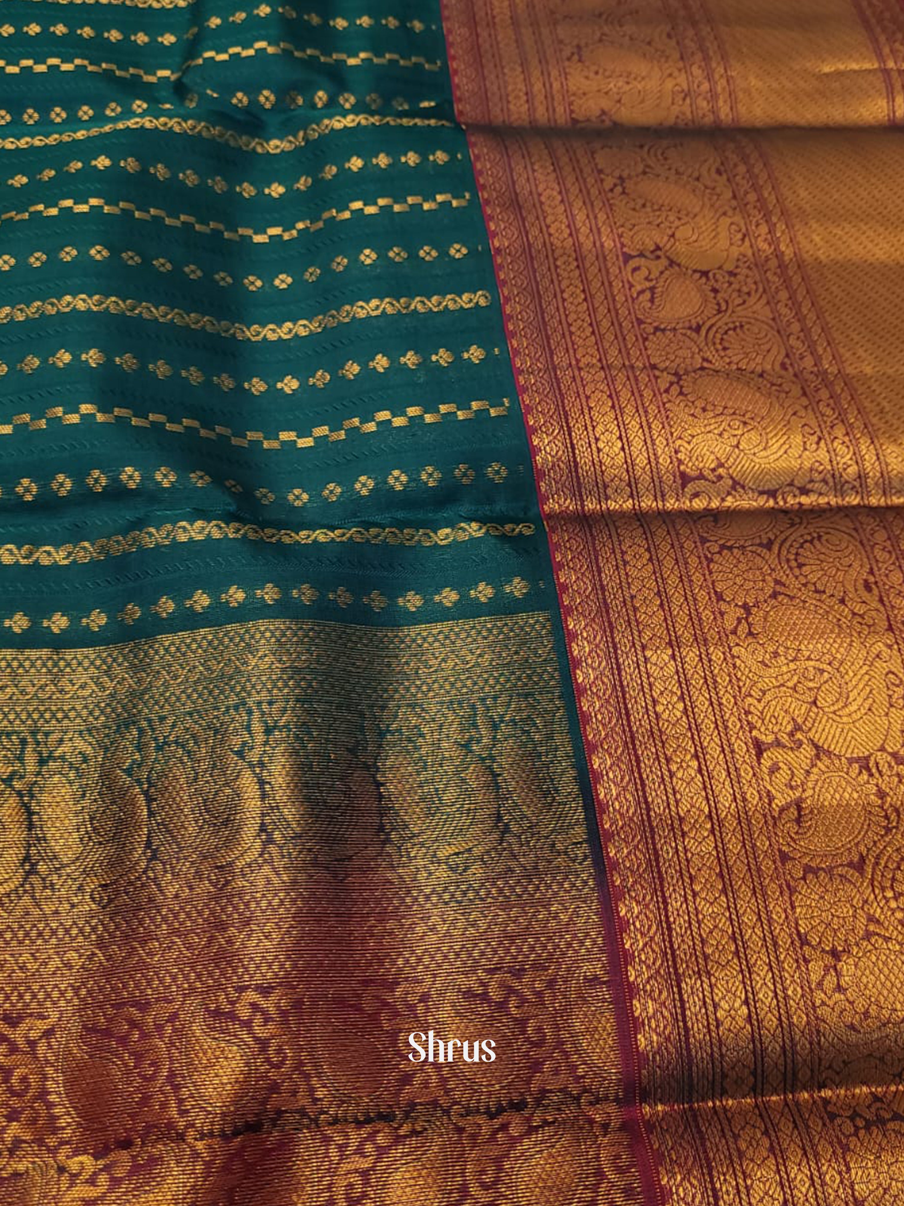 Blue & Pink  - Kanchipuram-halfpure Saree