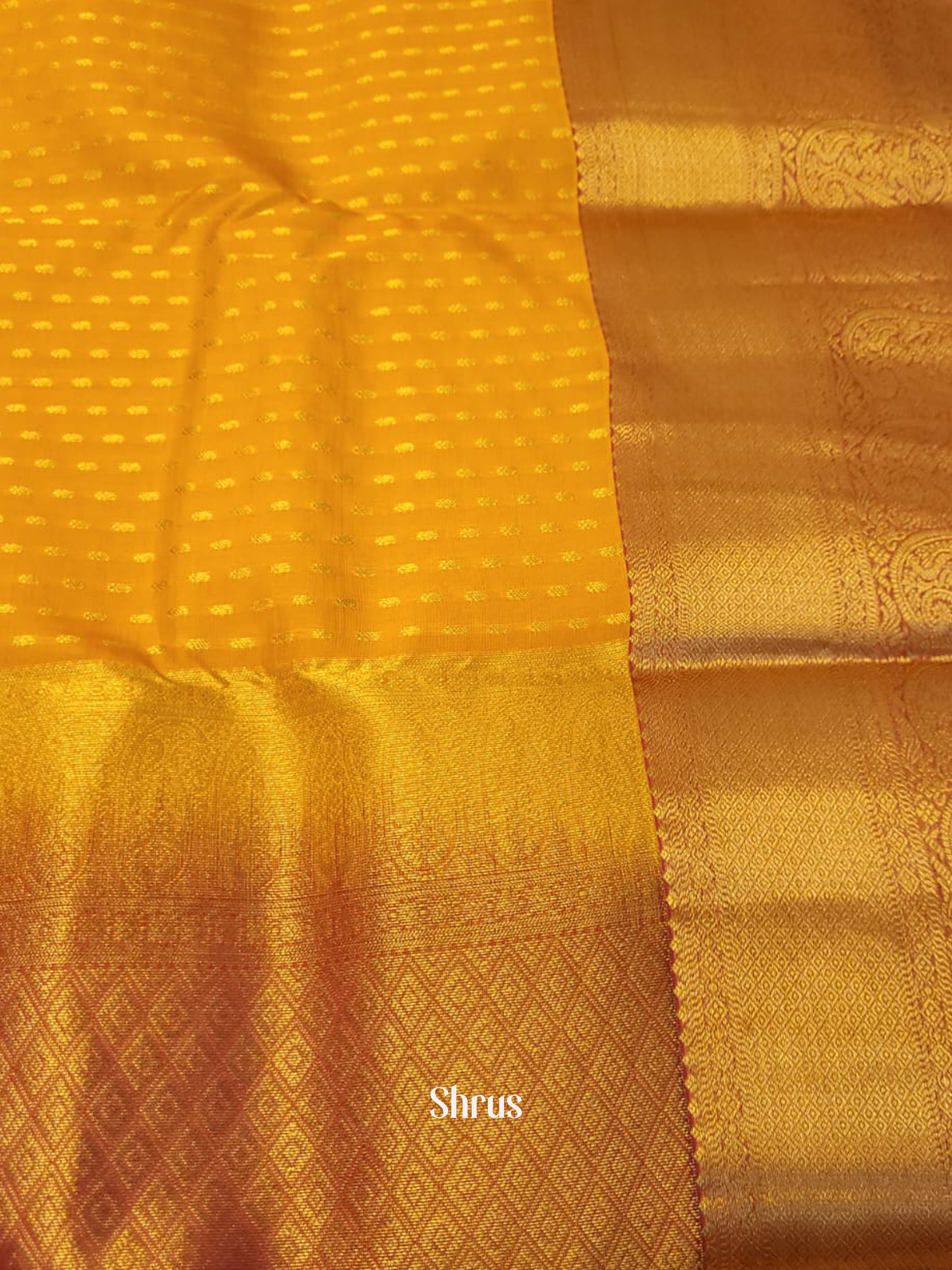 Yellow & Pink - Kanchipuram-halfpure Saree