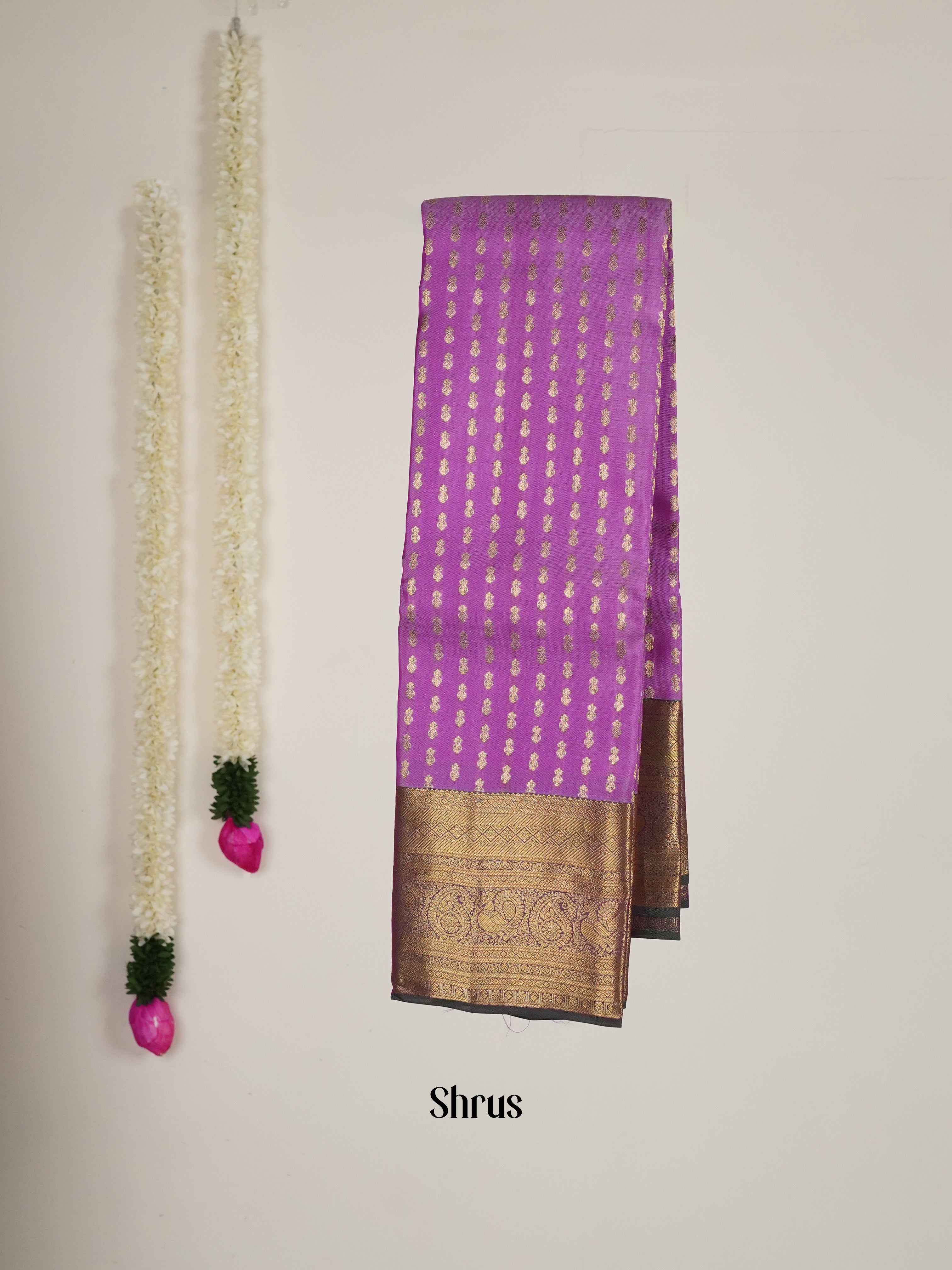 Lavender & Wine - Kanchipuram-halfpure Saree