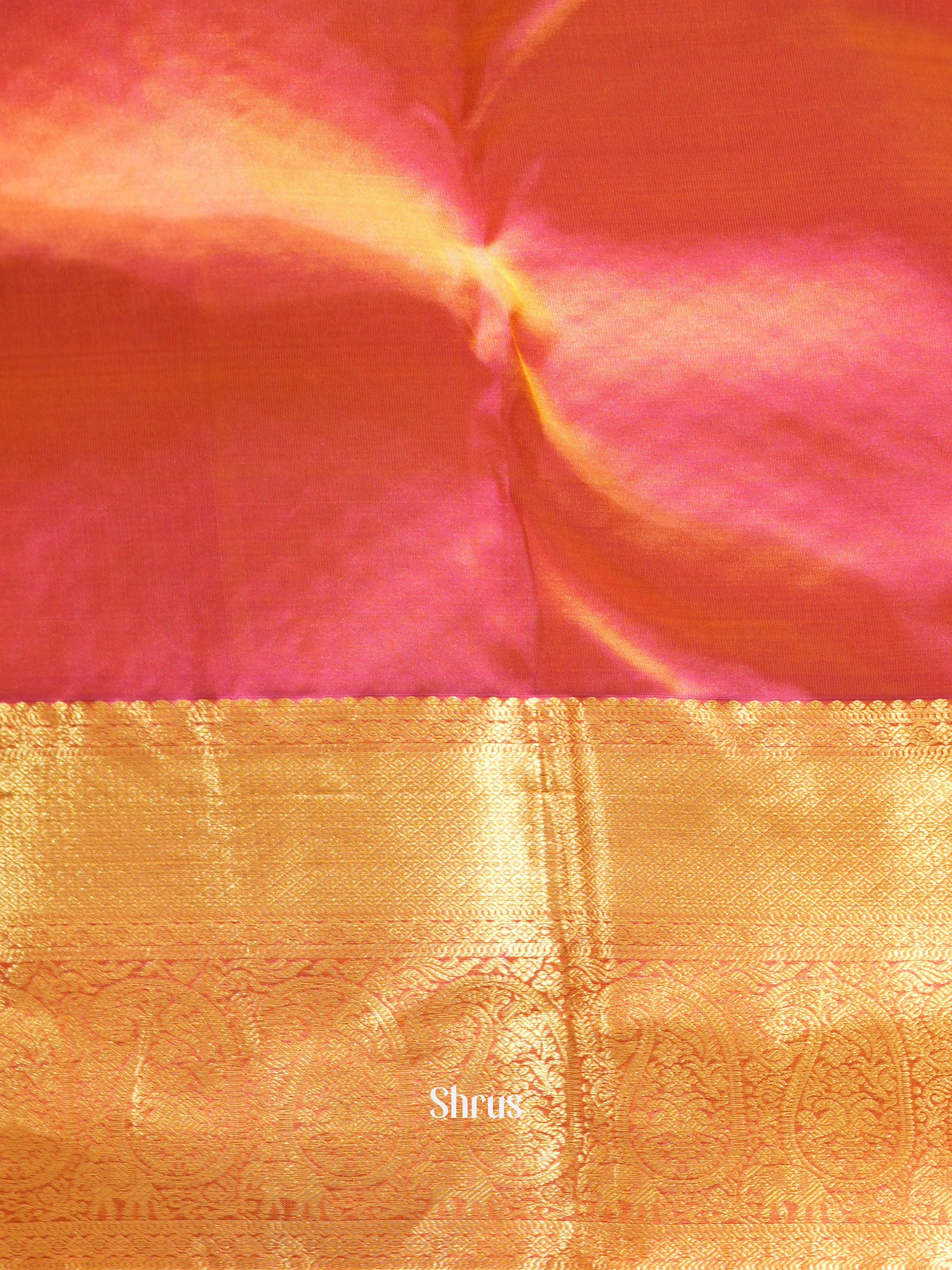 Light Green & Orange - Kanchipuram halfpure Saree