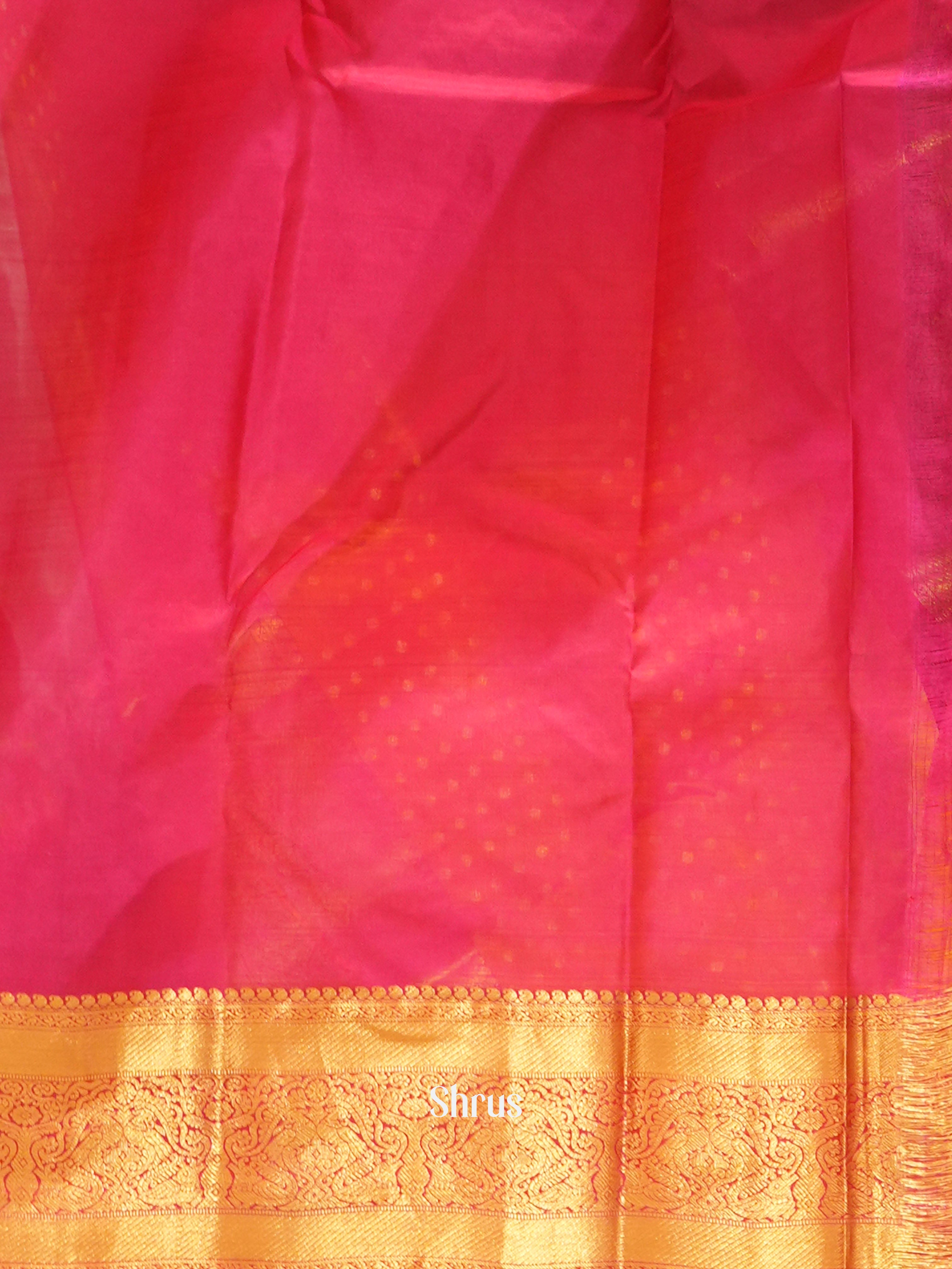 Orange & Pink - Kanchipuram-halfpure Saree