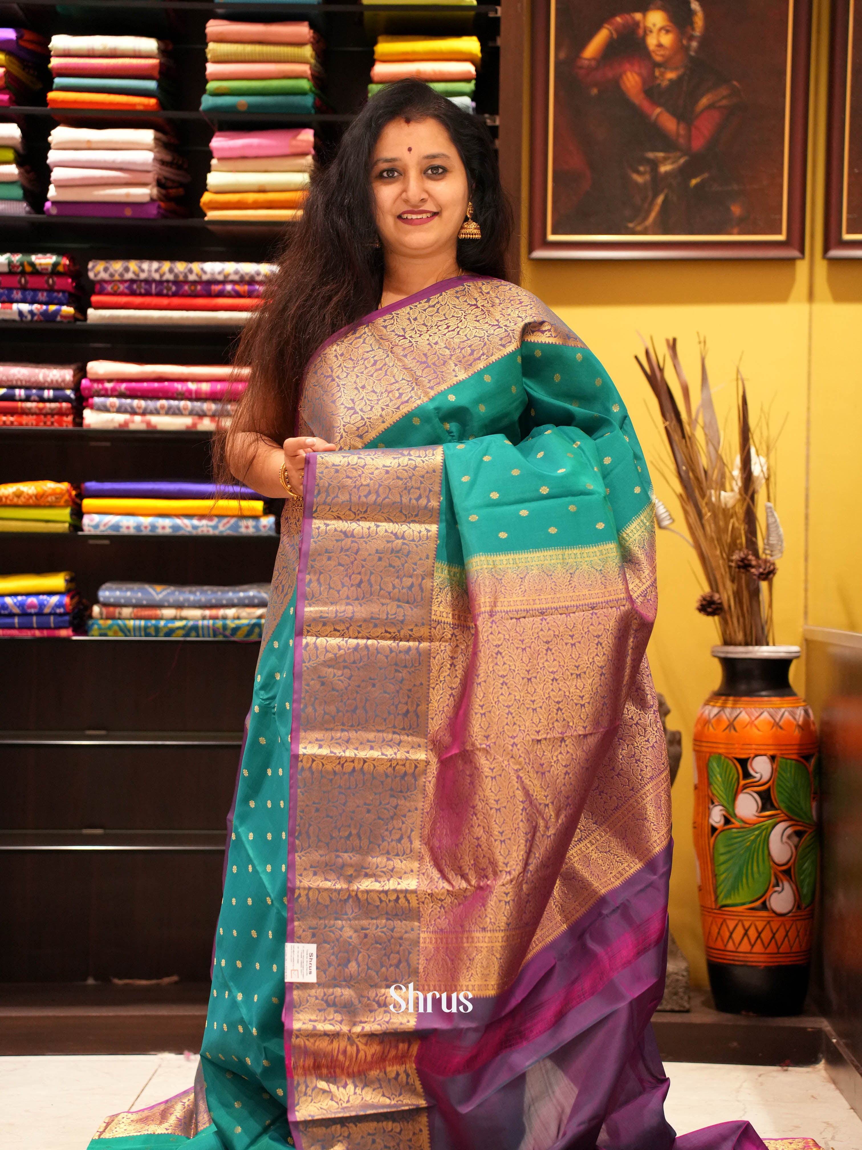 Green & Pink - Kanchipuram-halfpure Saree