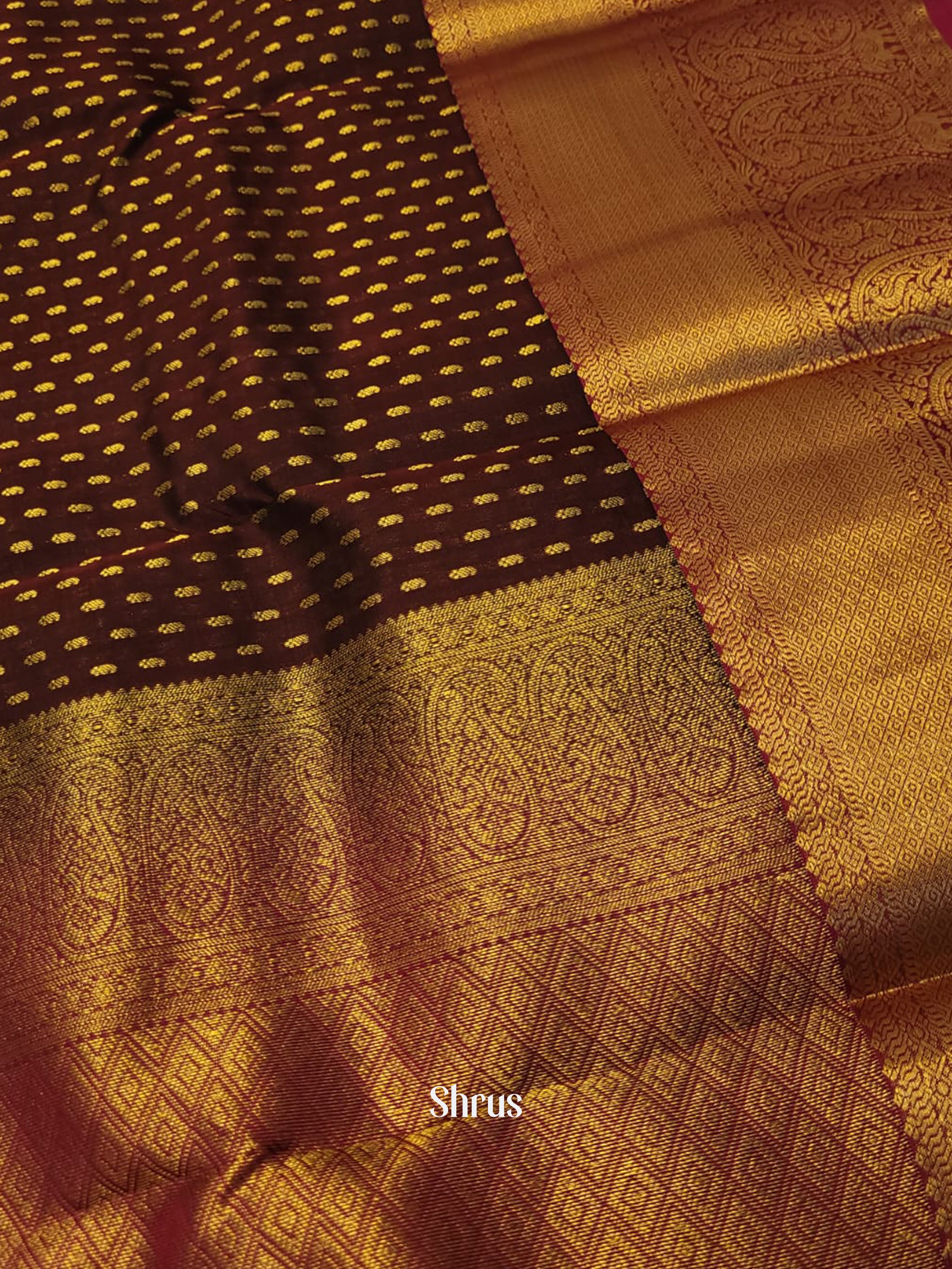 Brown & Pink - Kanchipuram-halfpure Saree