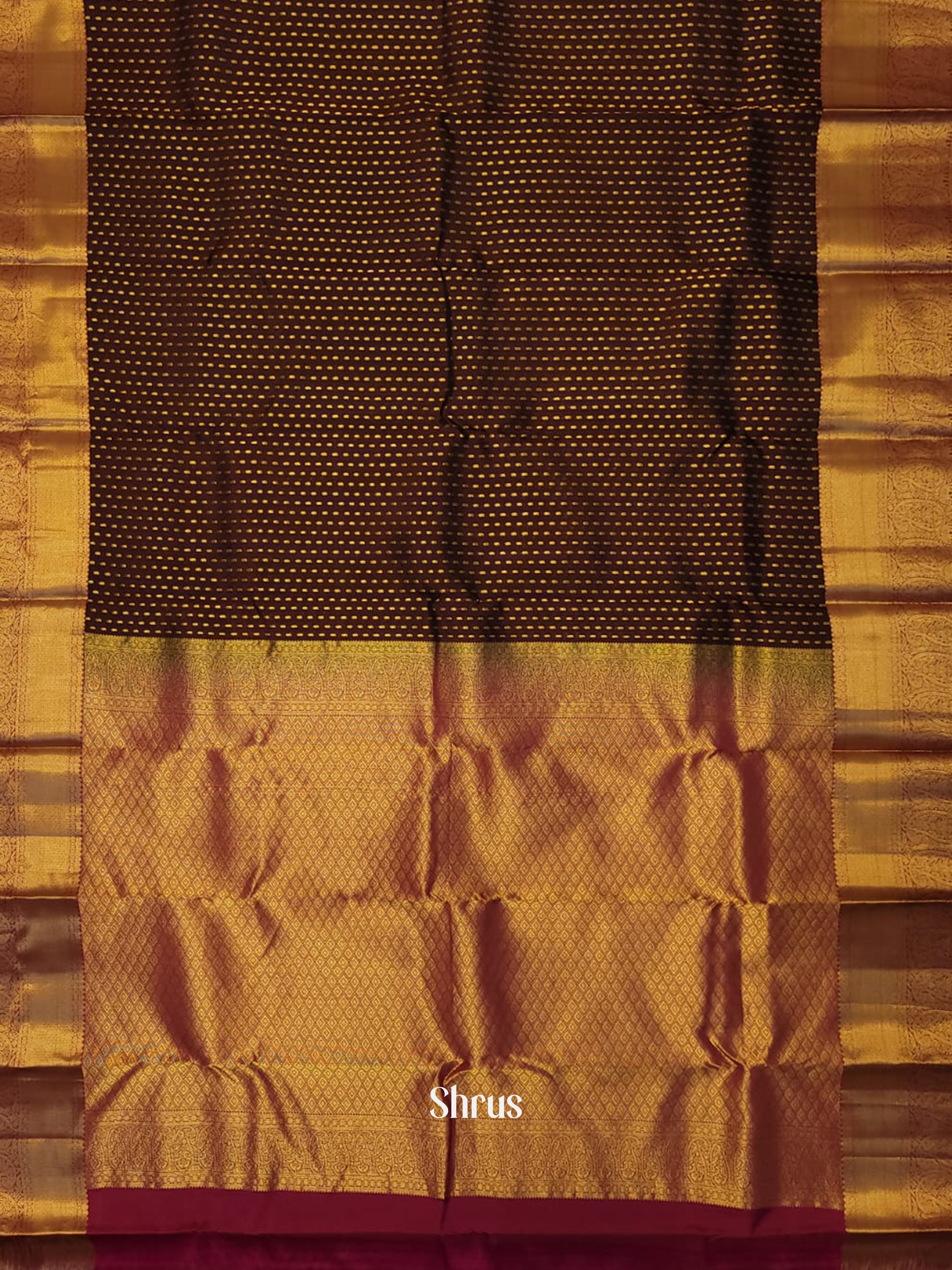 Brown & Pink - Kanchipuram-halfpure Saree