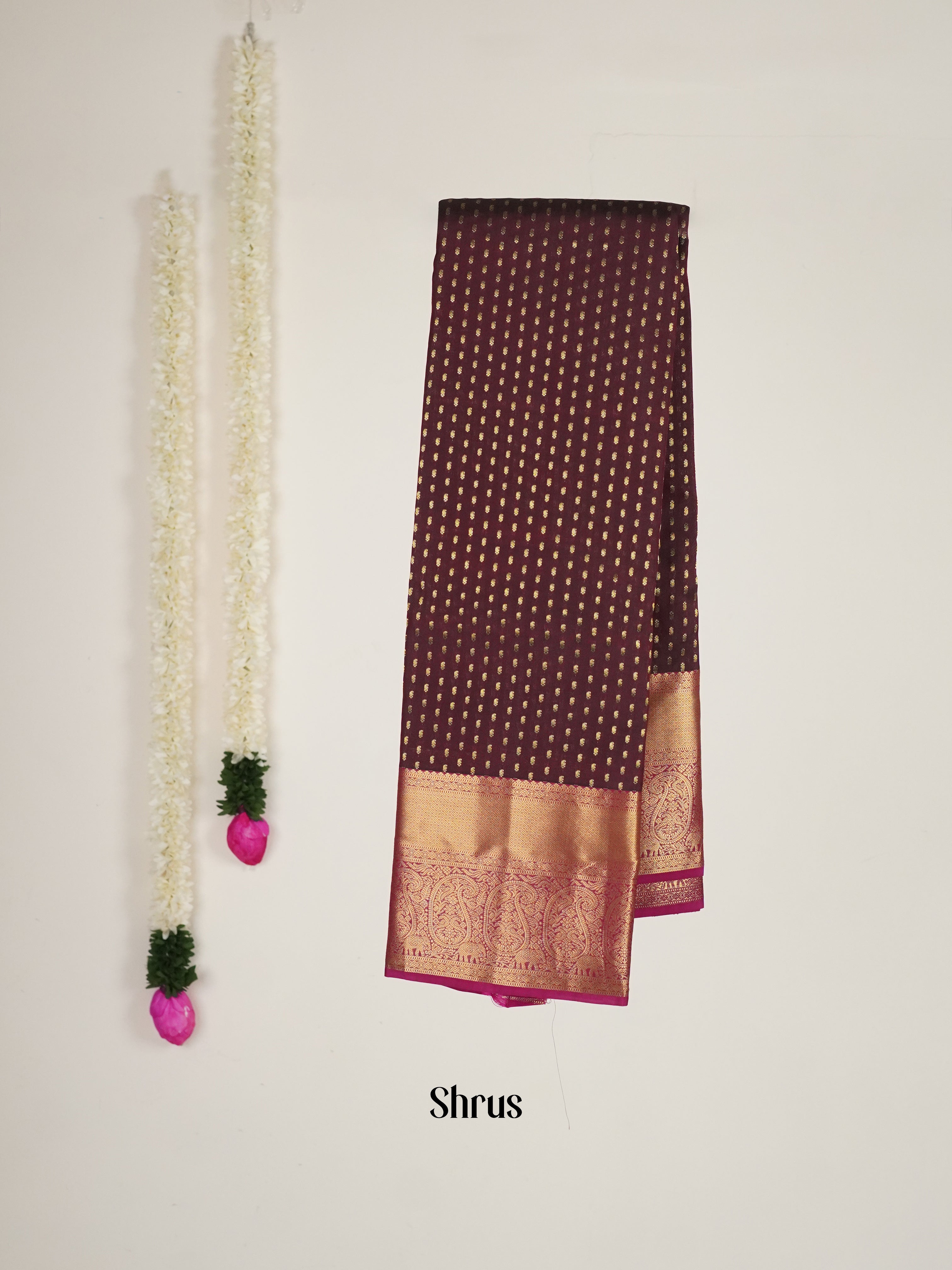 Brown & Pink - Kanchipuram-halfpure Saree