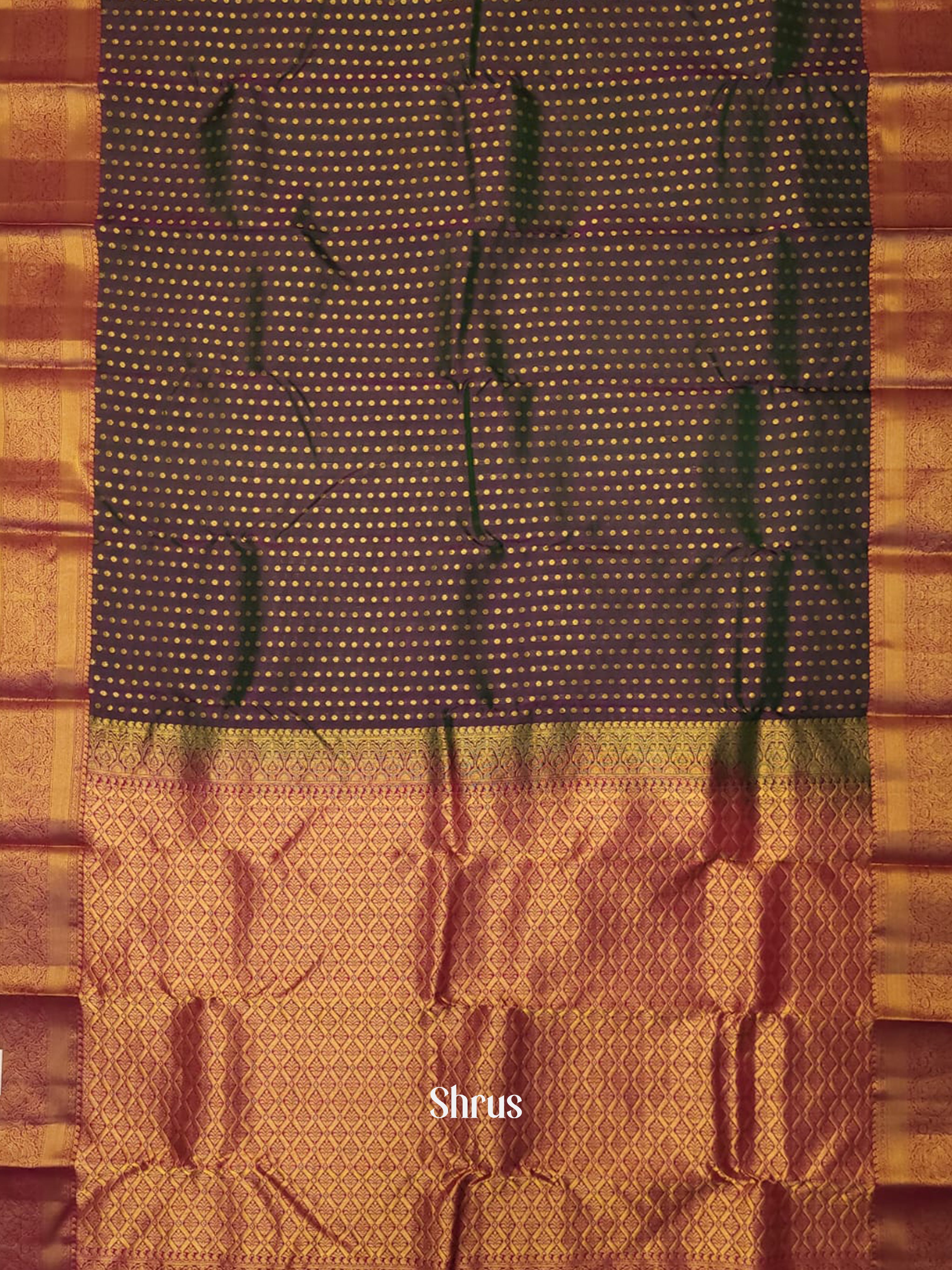 Double Shaded Grey, Green & Purple - Kanchipuram-halfpure Saree