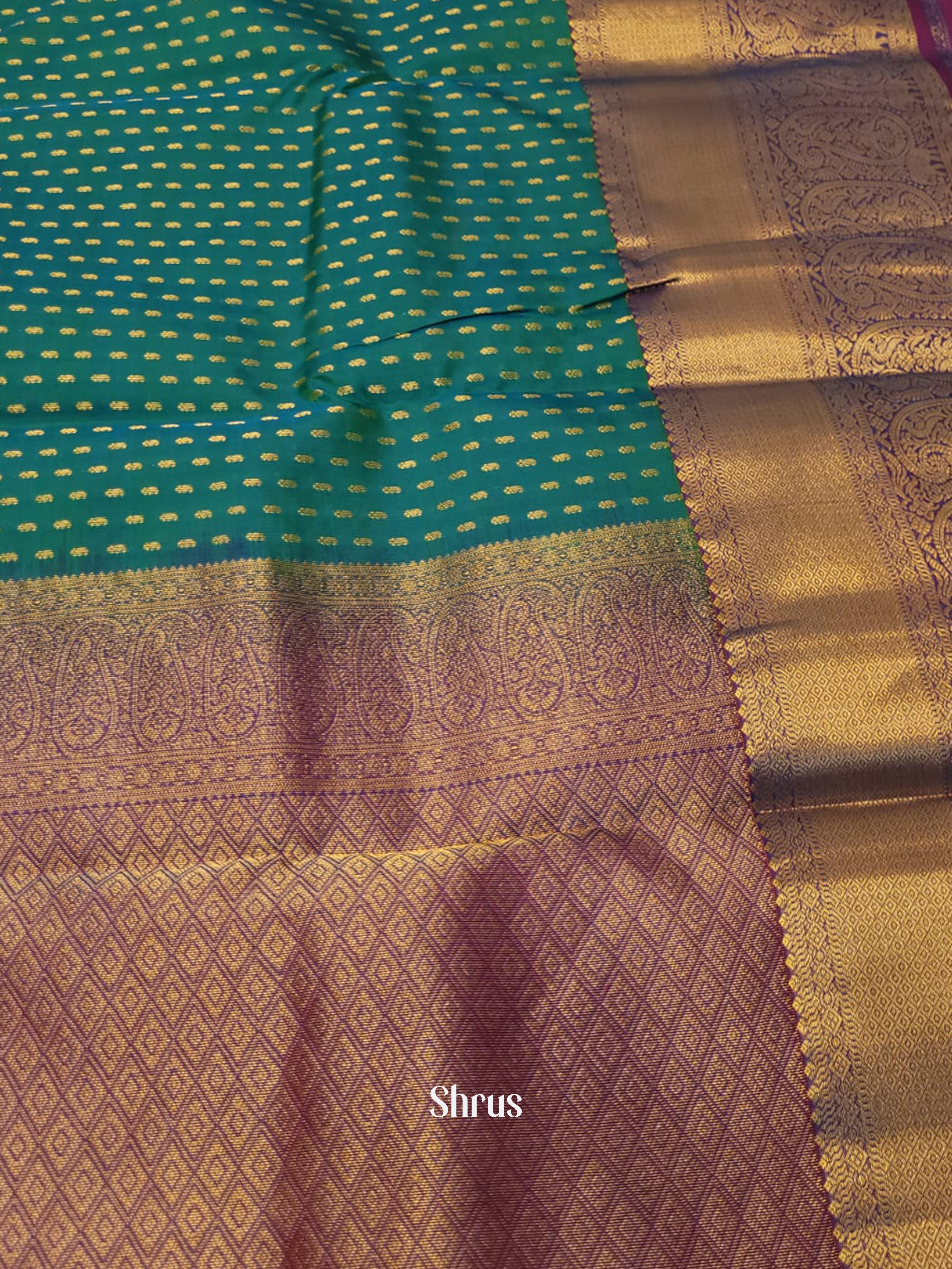 Green & Purple - Kanchipuram-halfpure Saree