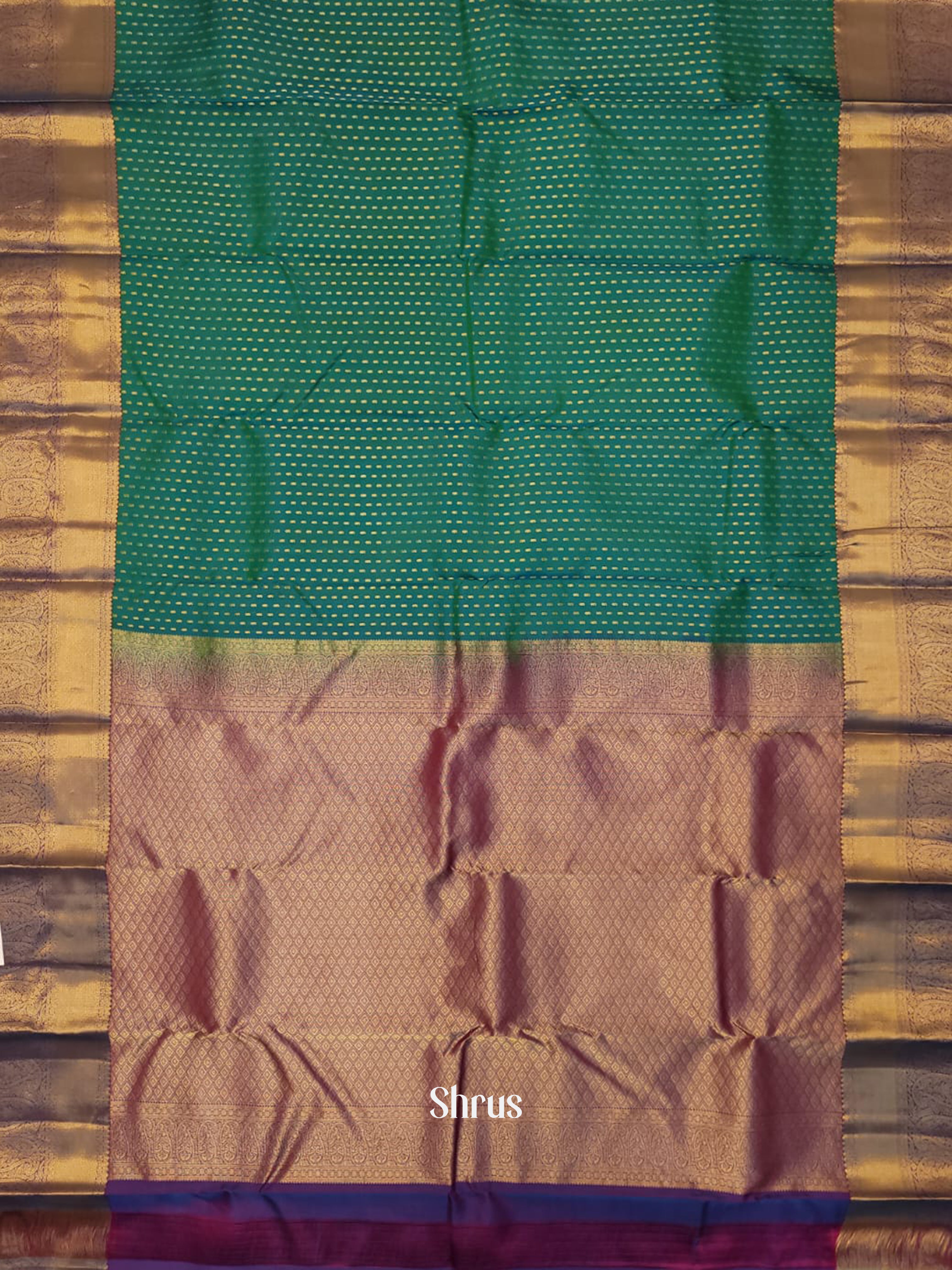 Green & Purple - Kanchipuram-halfpure Saree