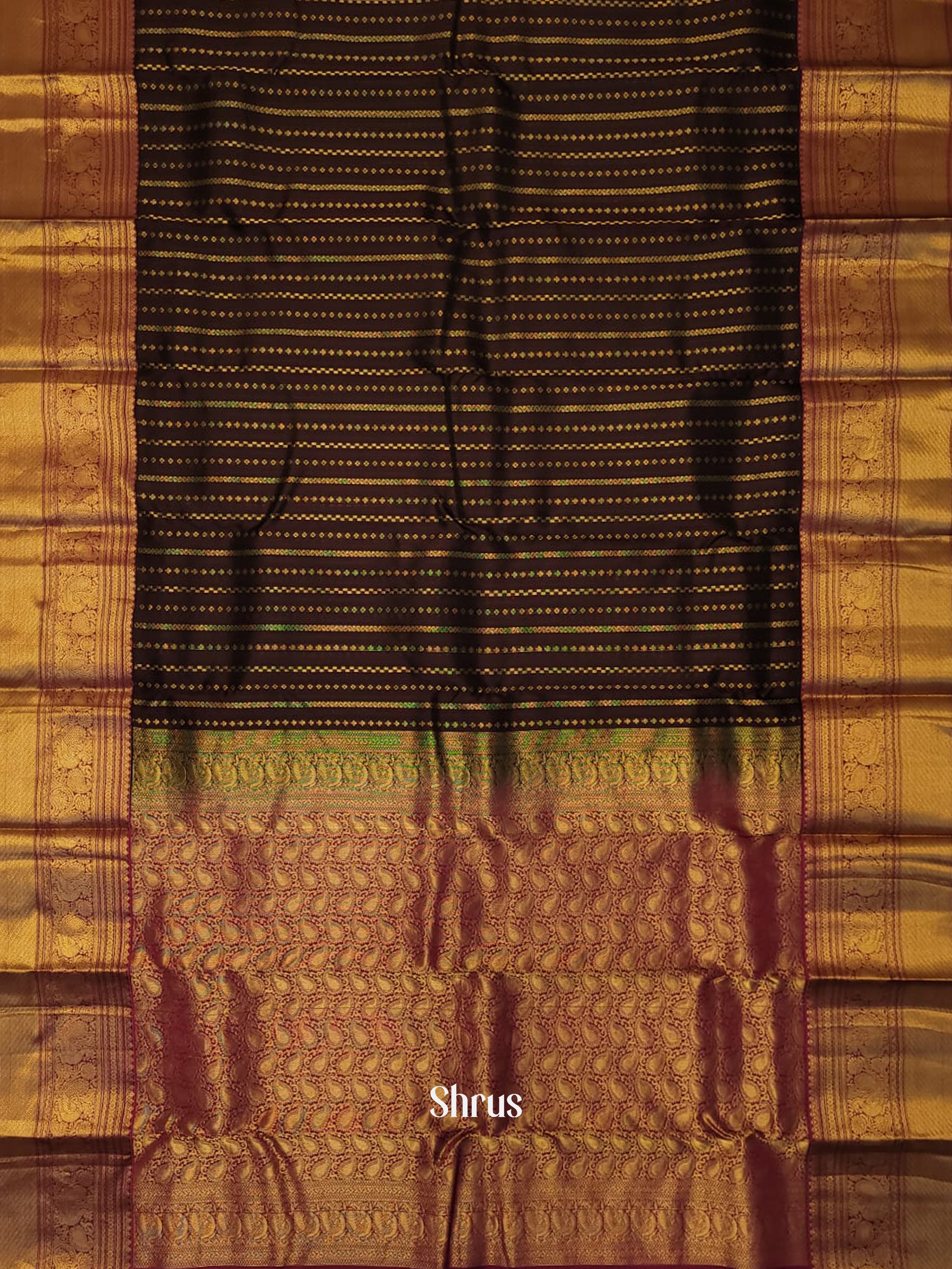 Brown & Pink  - Kanchipuram-halfpure Saree