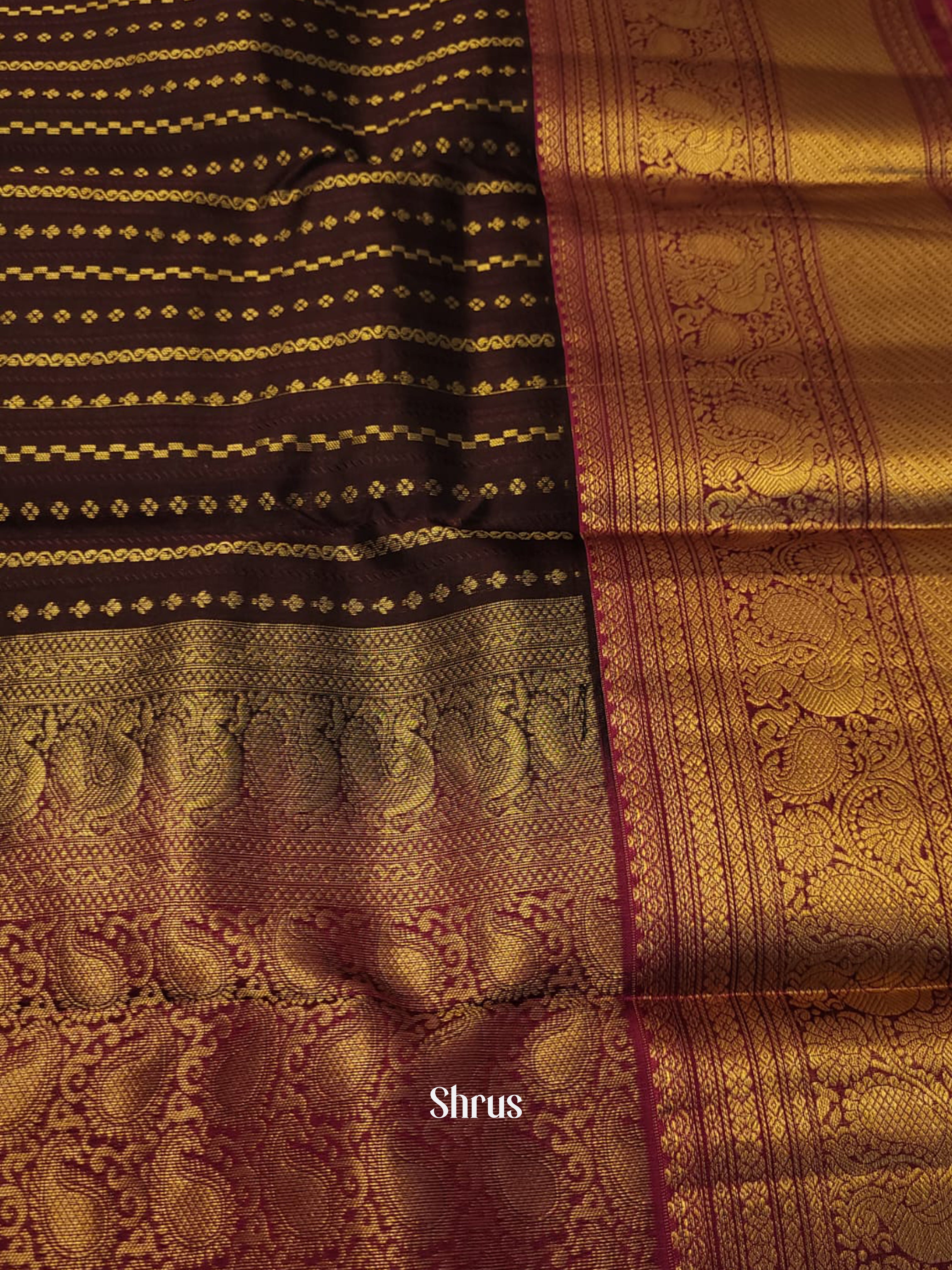 Brown & Pink  - Kanchipuram-halfpure Saree