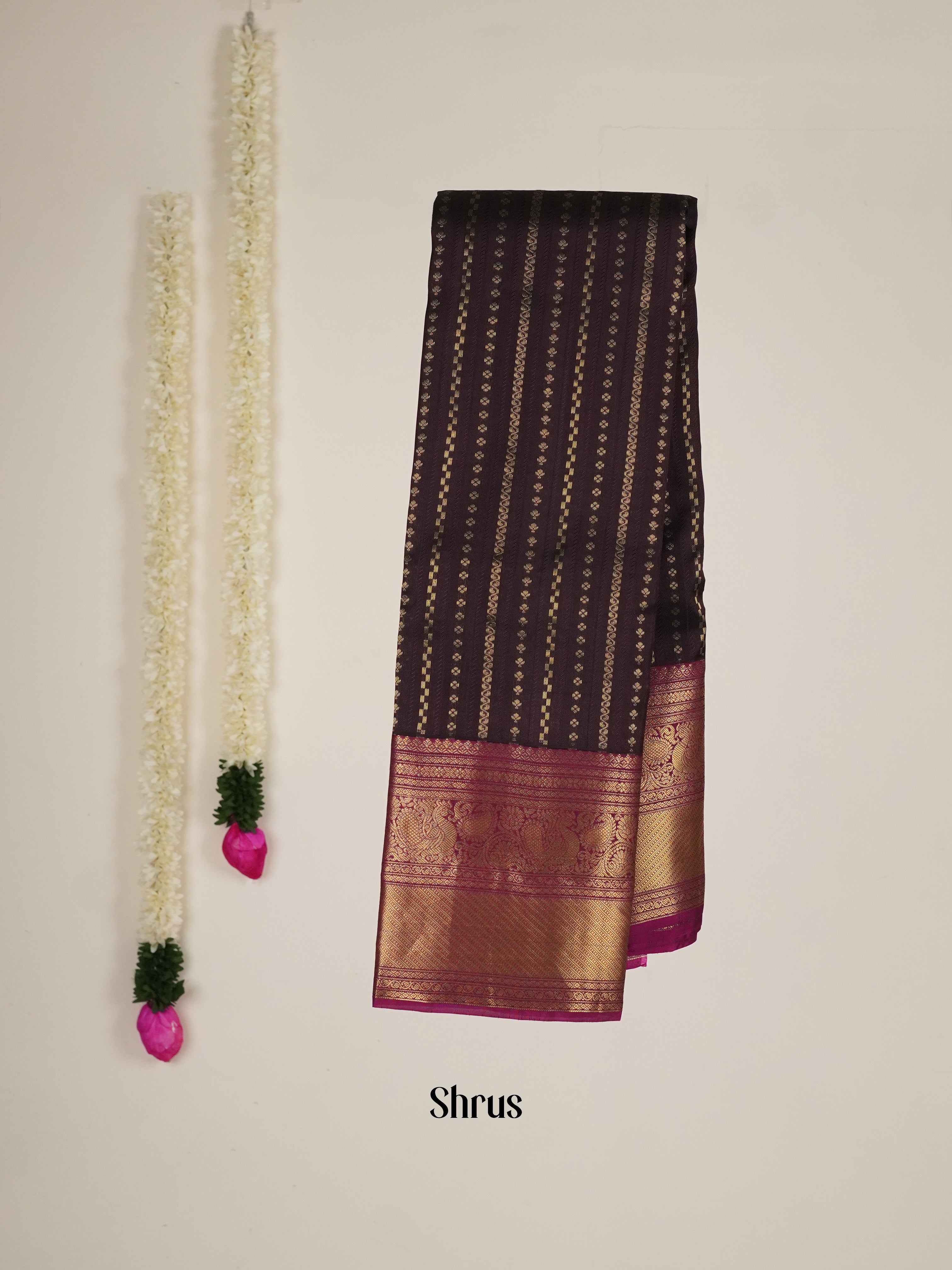 Brown & Pink  - Kanchipuram-halfpure Saree