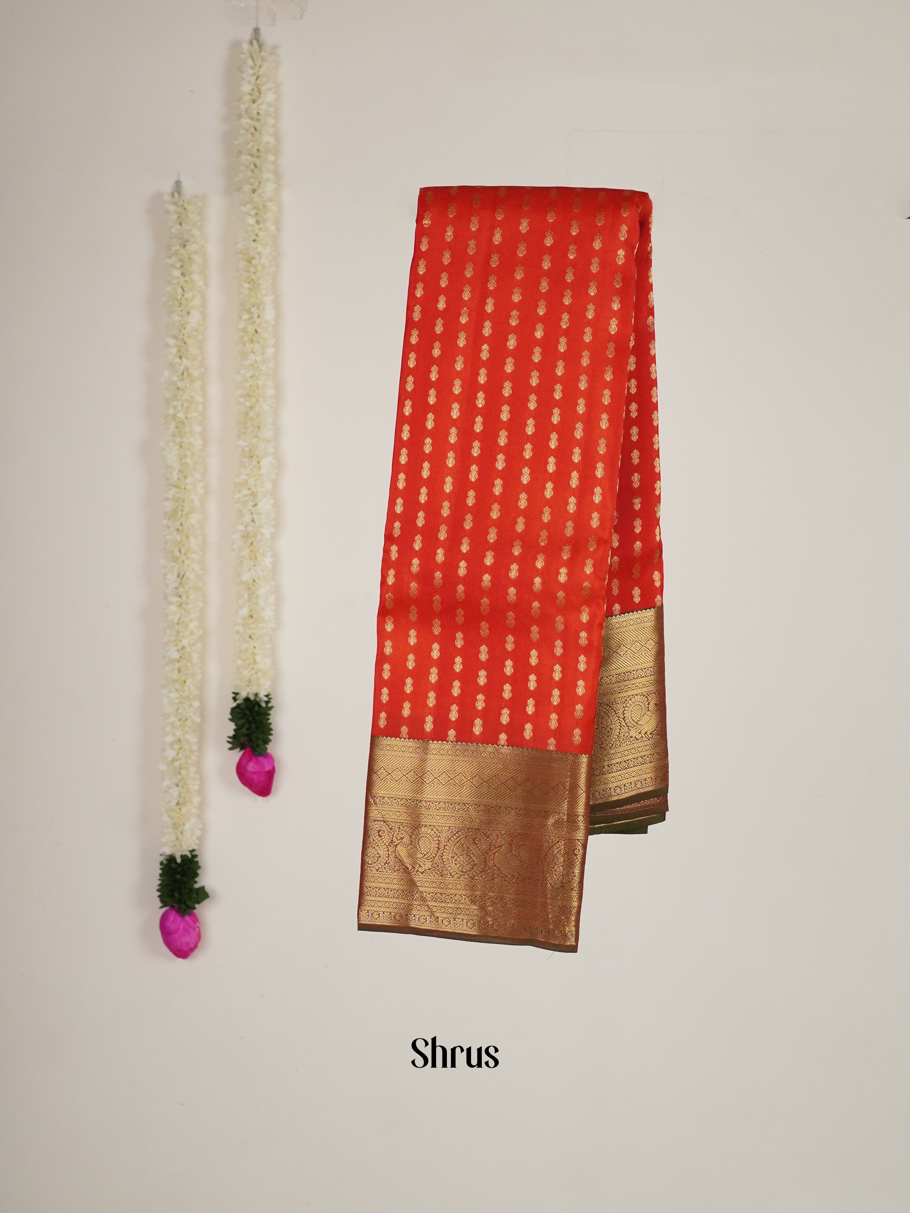 Red & Maroon - Kanchipuram-halfpure Saree