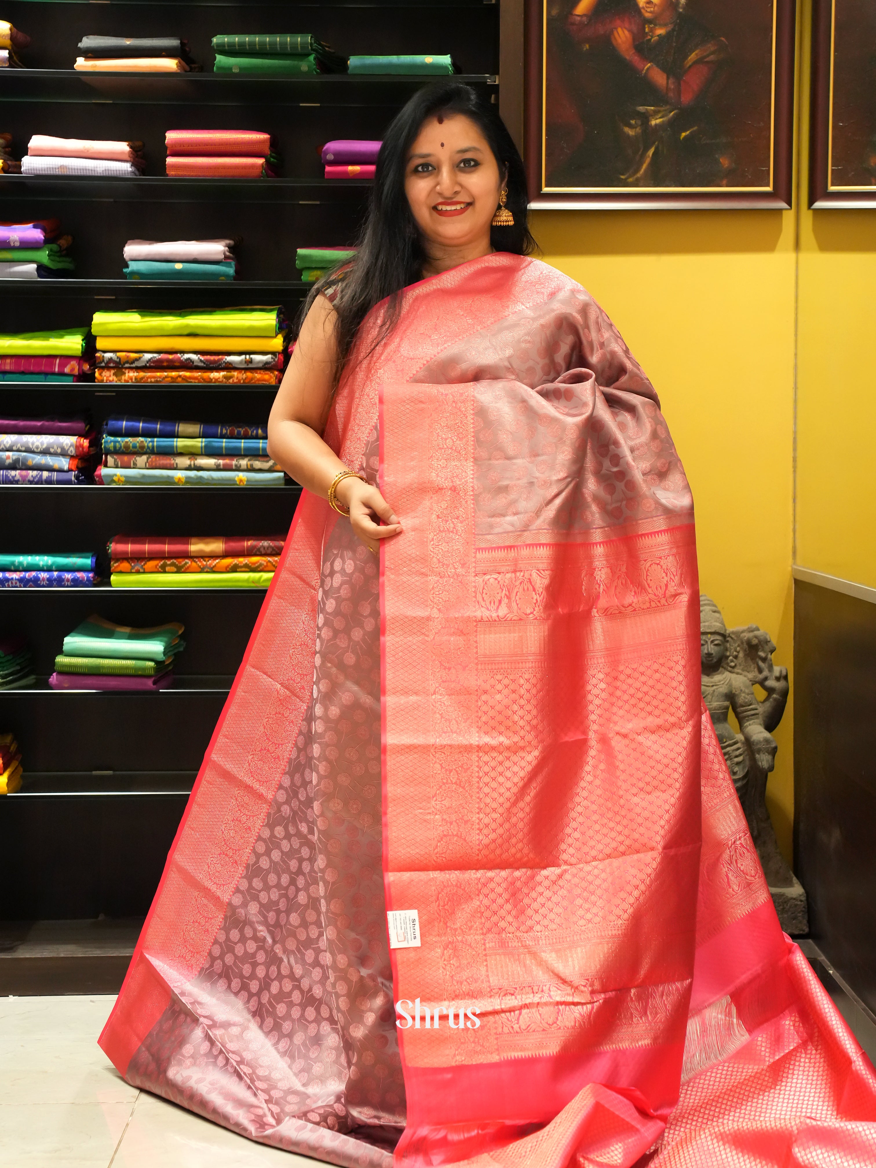 Dusty Pink & Pink - Kanchipuram silk Saree