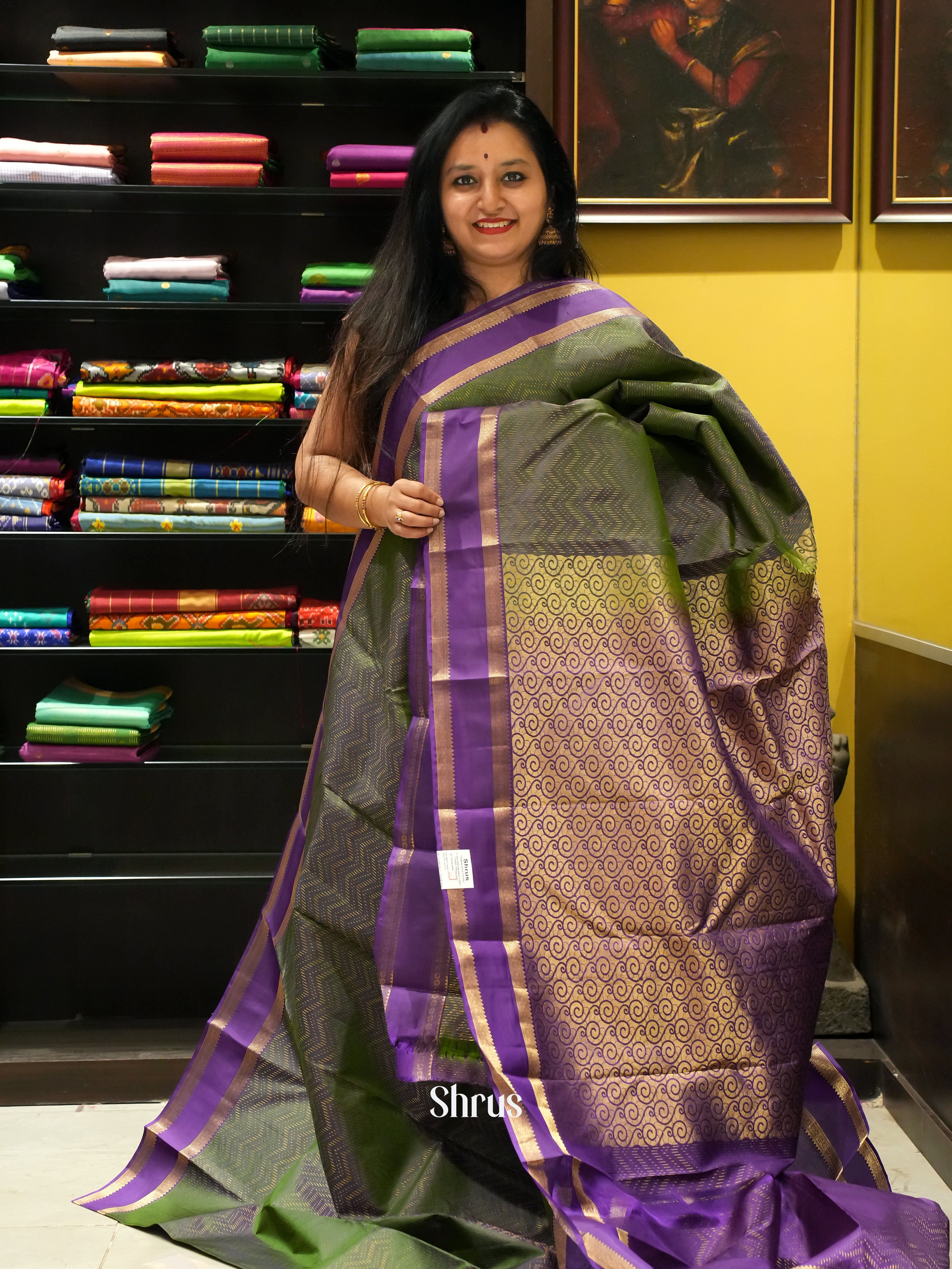 Green & Violet - Kanchipuram silk Saree