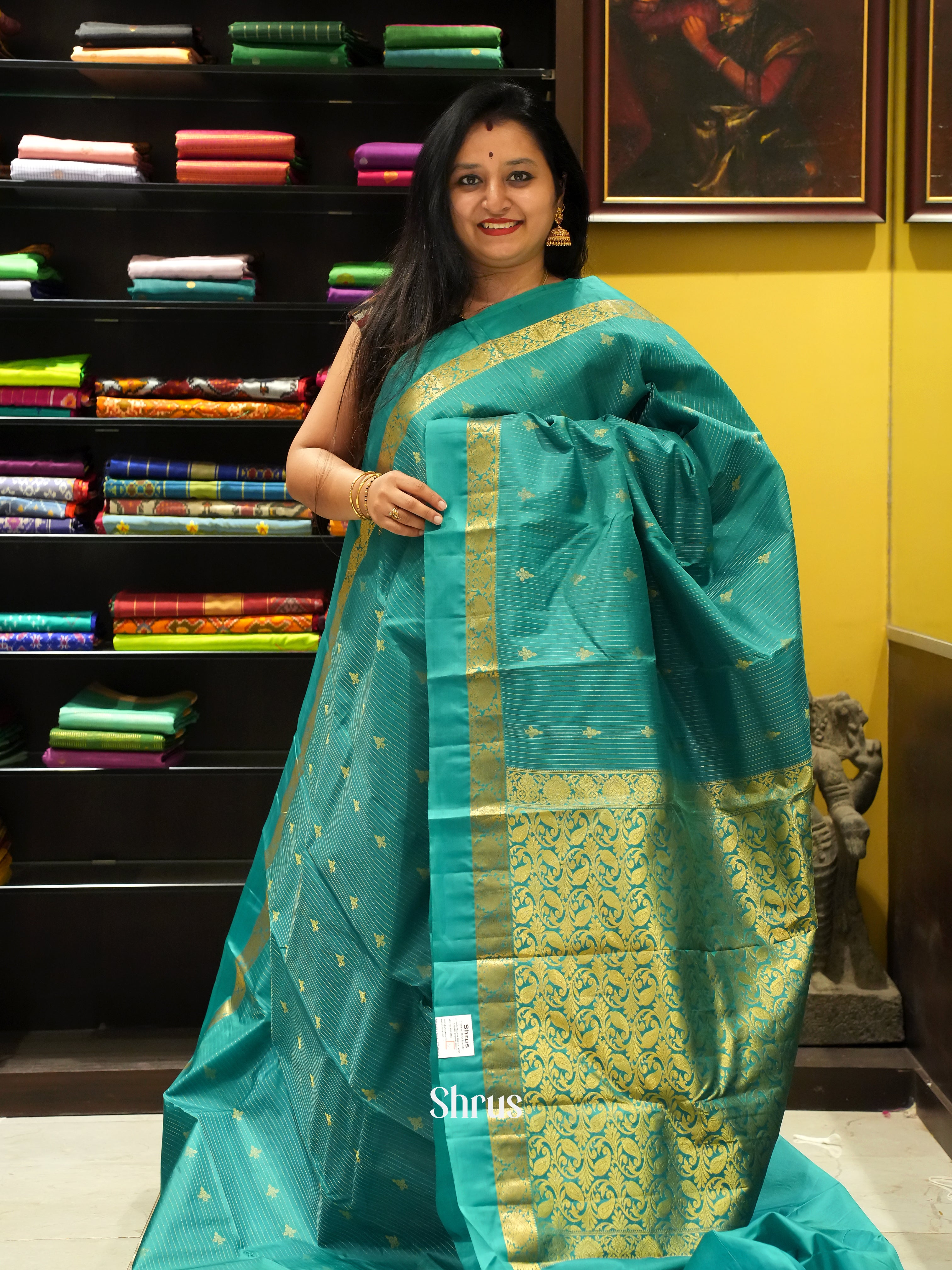 Green(Single Tone)  - Kanchipuram silk Saree