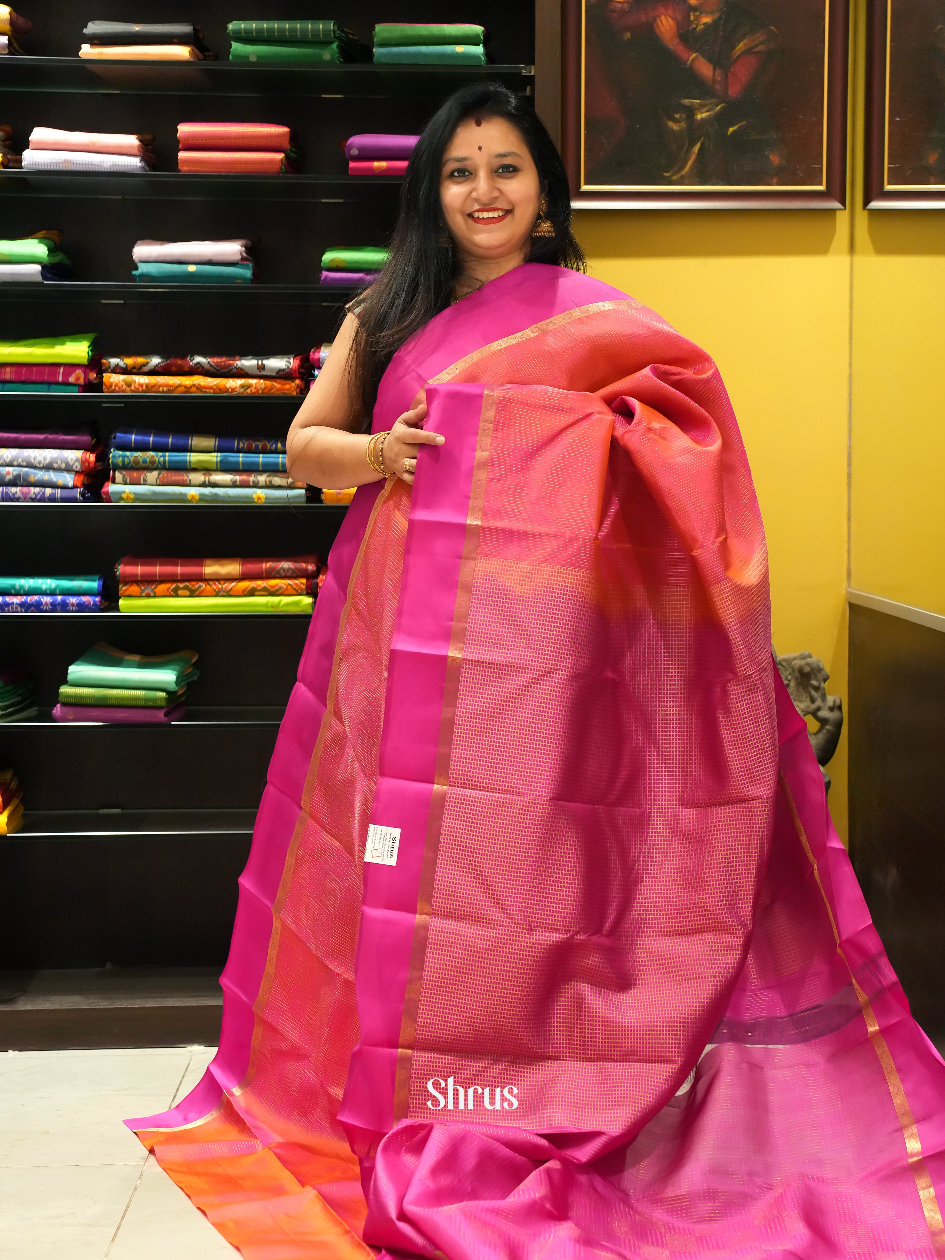 Red & Pink - Kanchipuram silk Saree