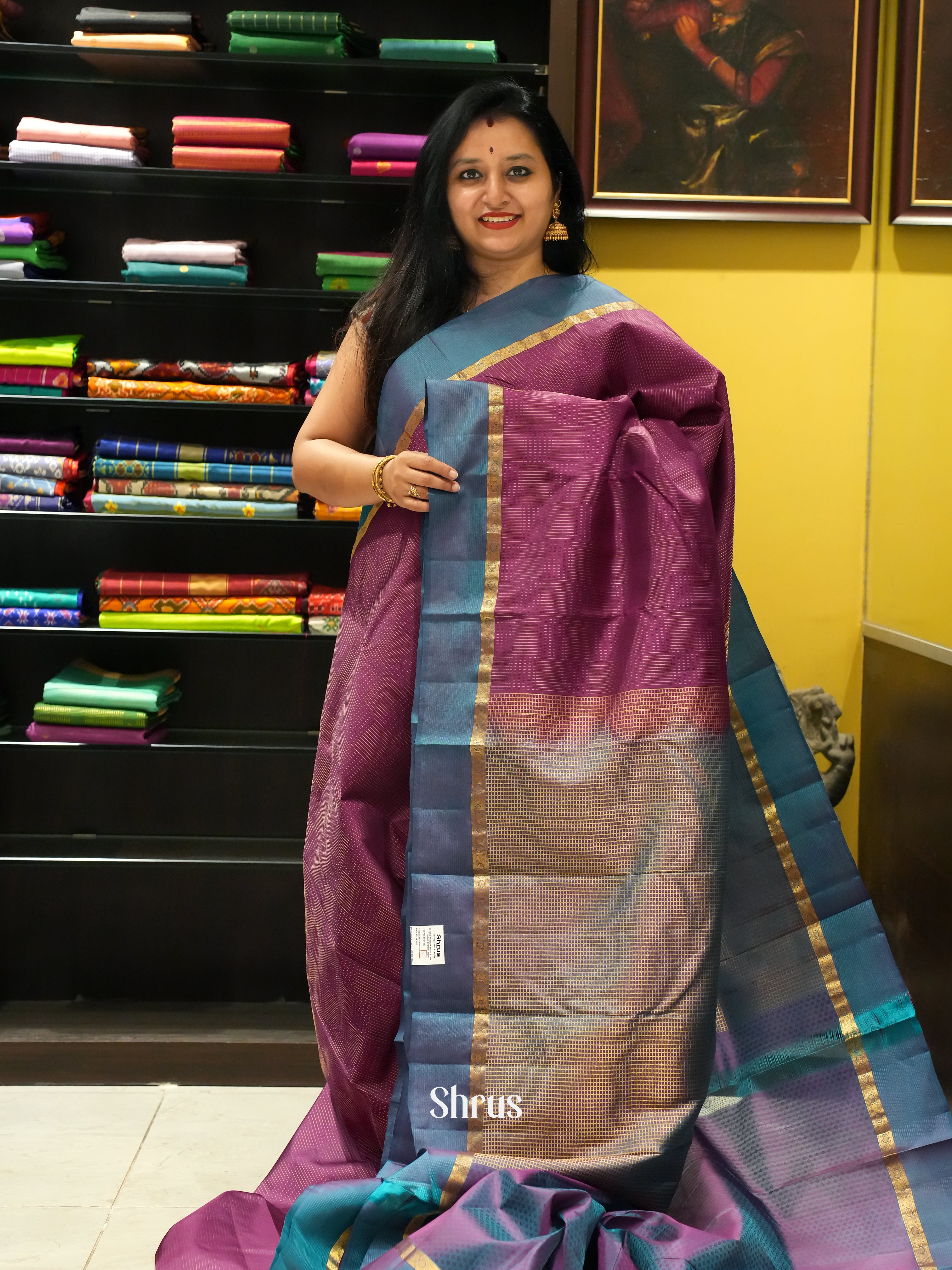 Purple & Blue - Kanchipuram silk Saree