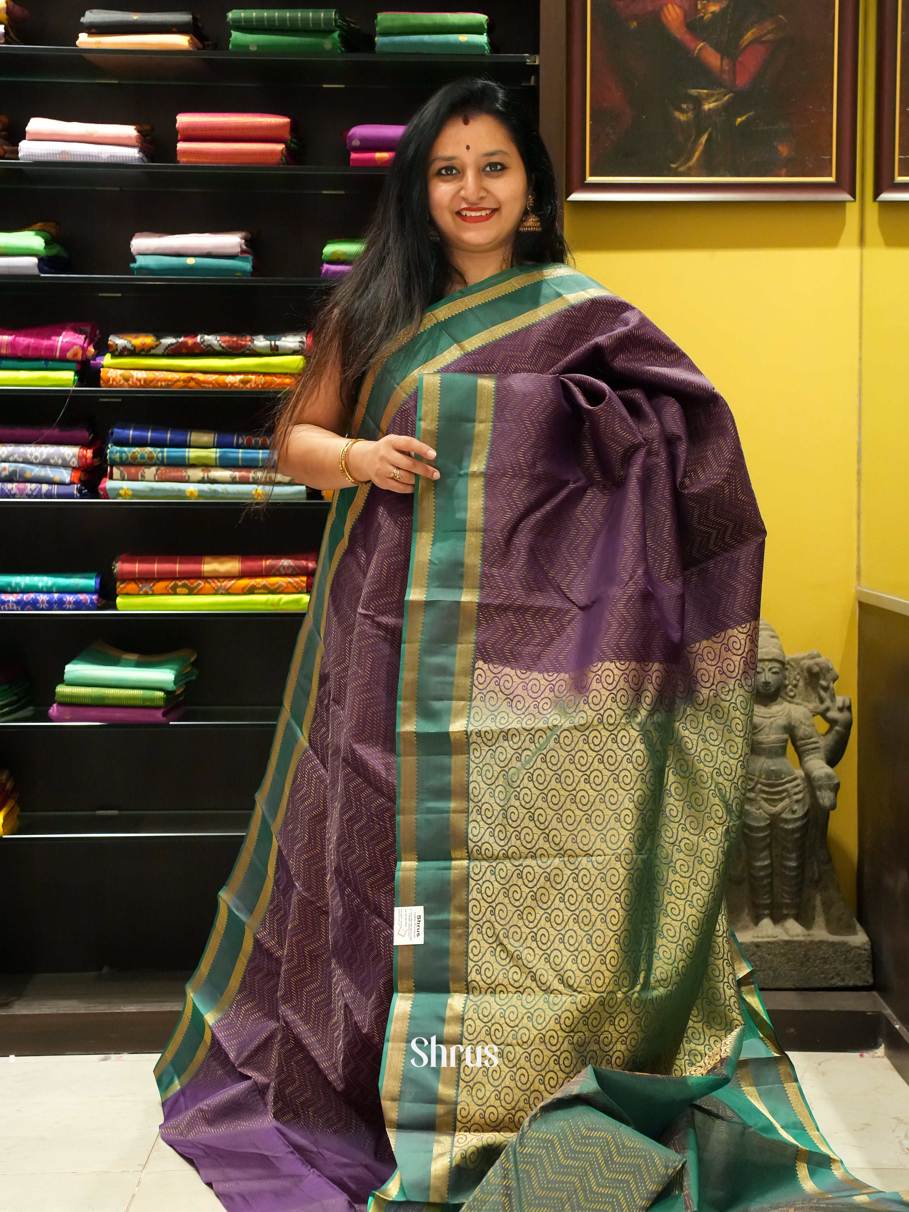 Purple & Green  - Kanchipuram silk Saree