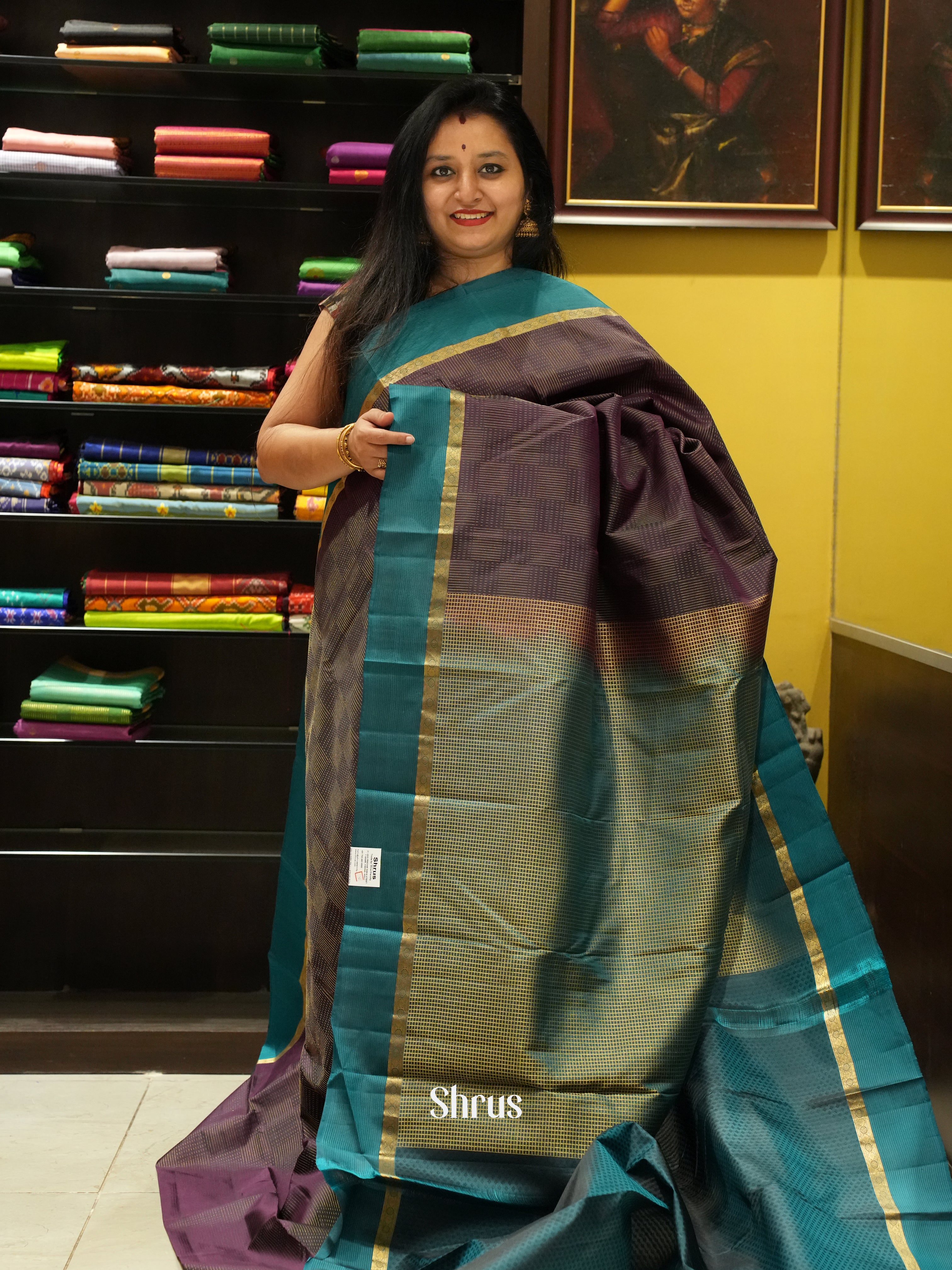 Violet & Blue - Kanchipuram silk Saree