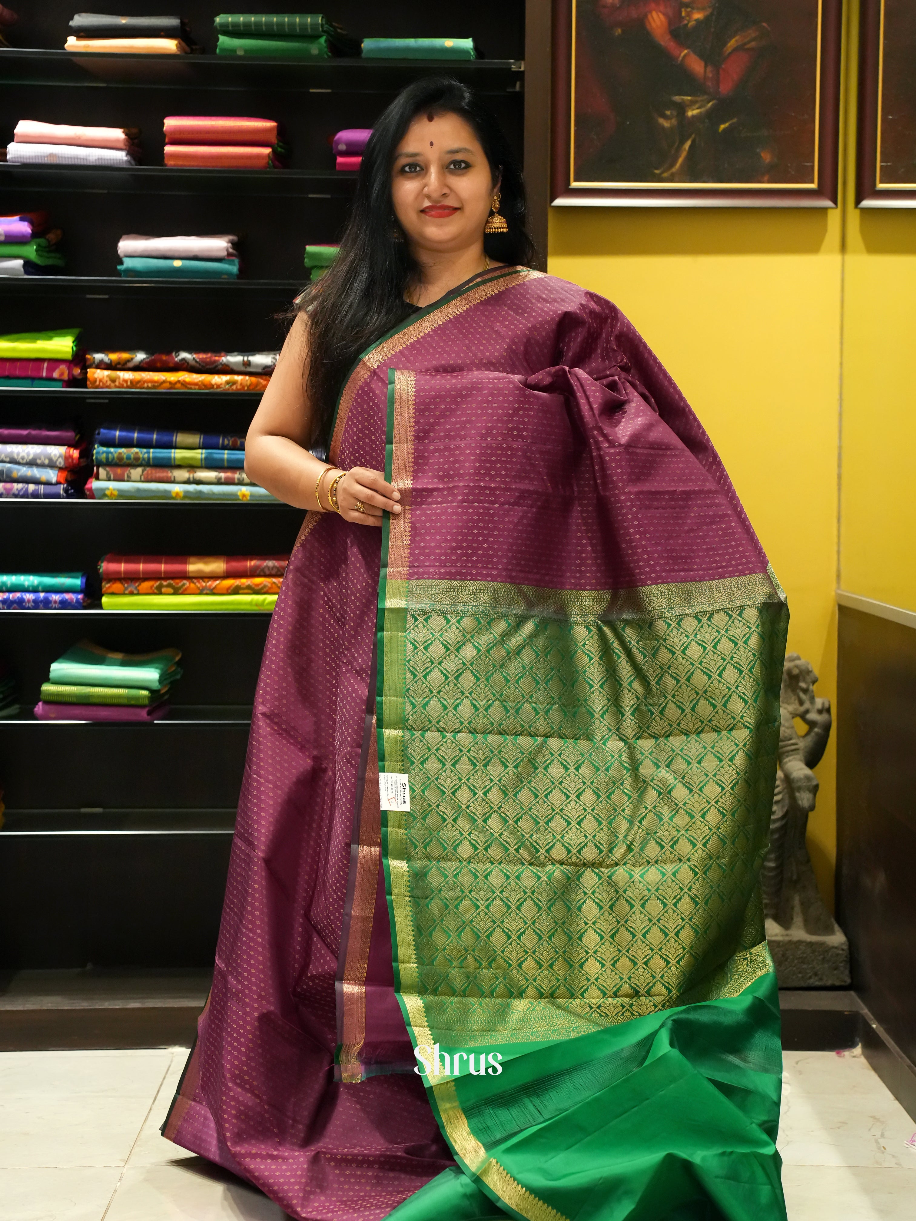 Purple & Green - Kanchipuram silk Saree