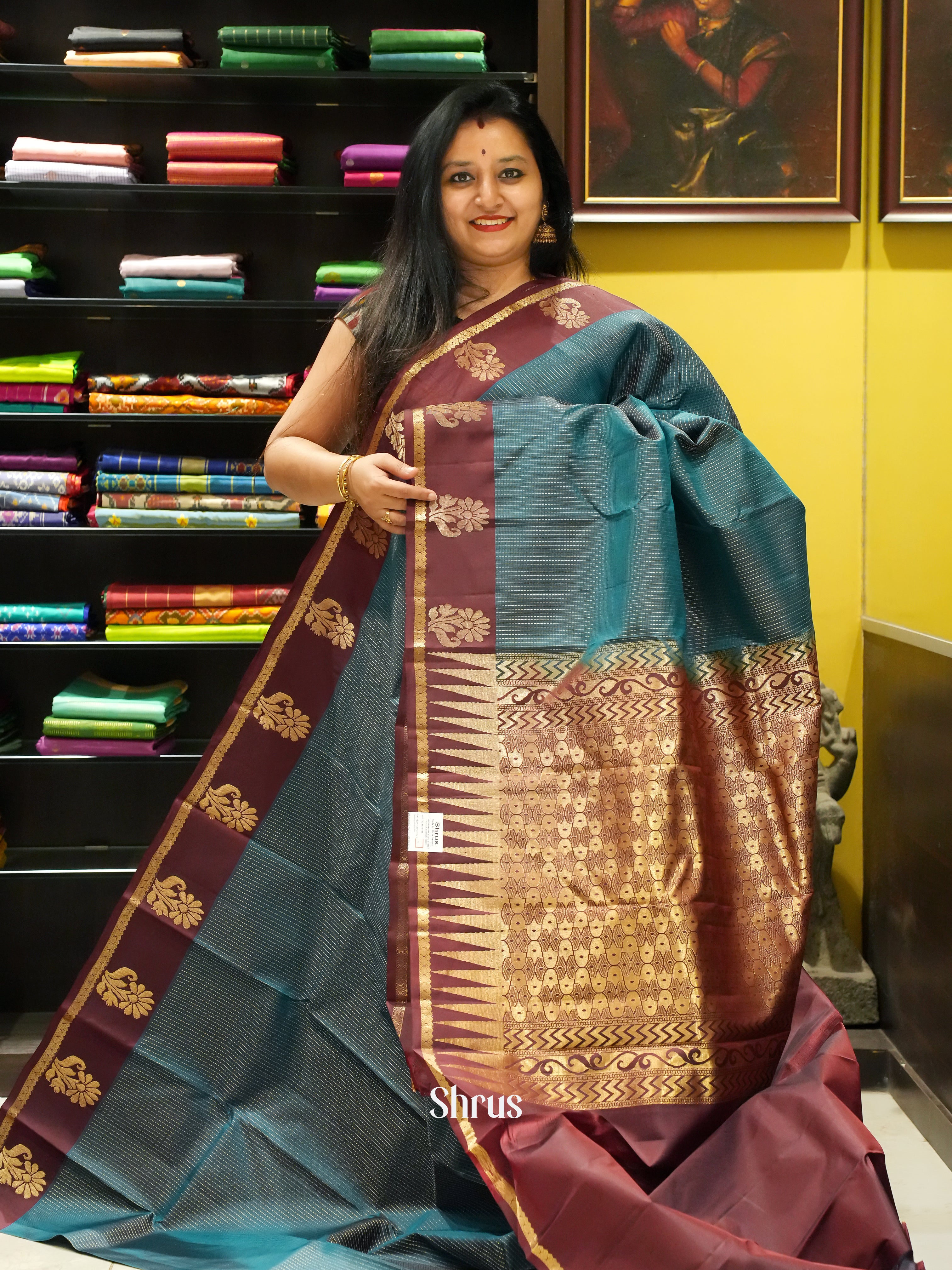 Blue & Brown - Kanchipuram silk Saree