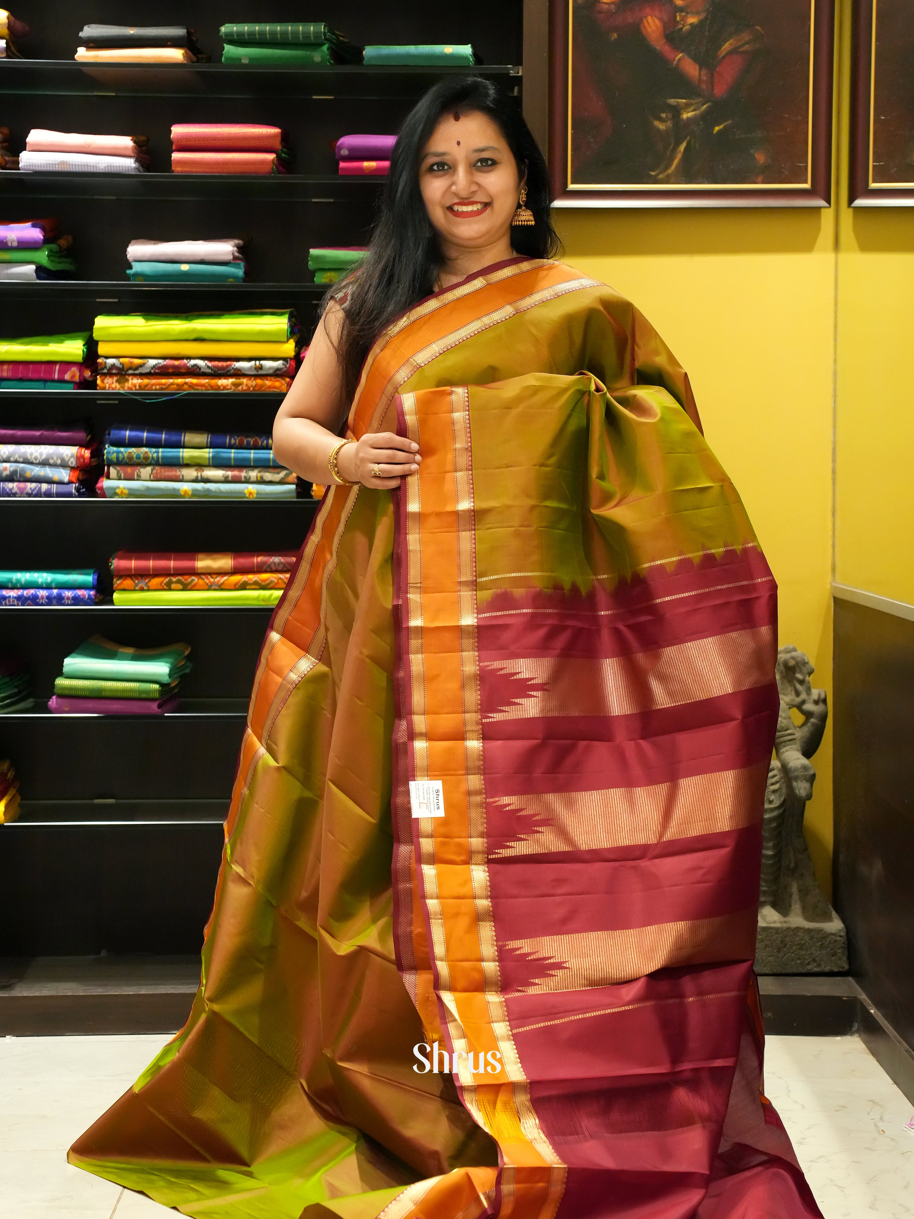 Green & Maroon - Kanchipuram silk Saree