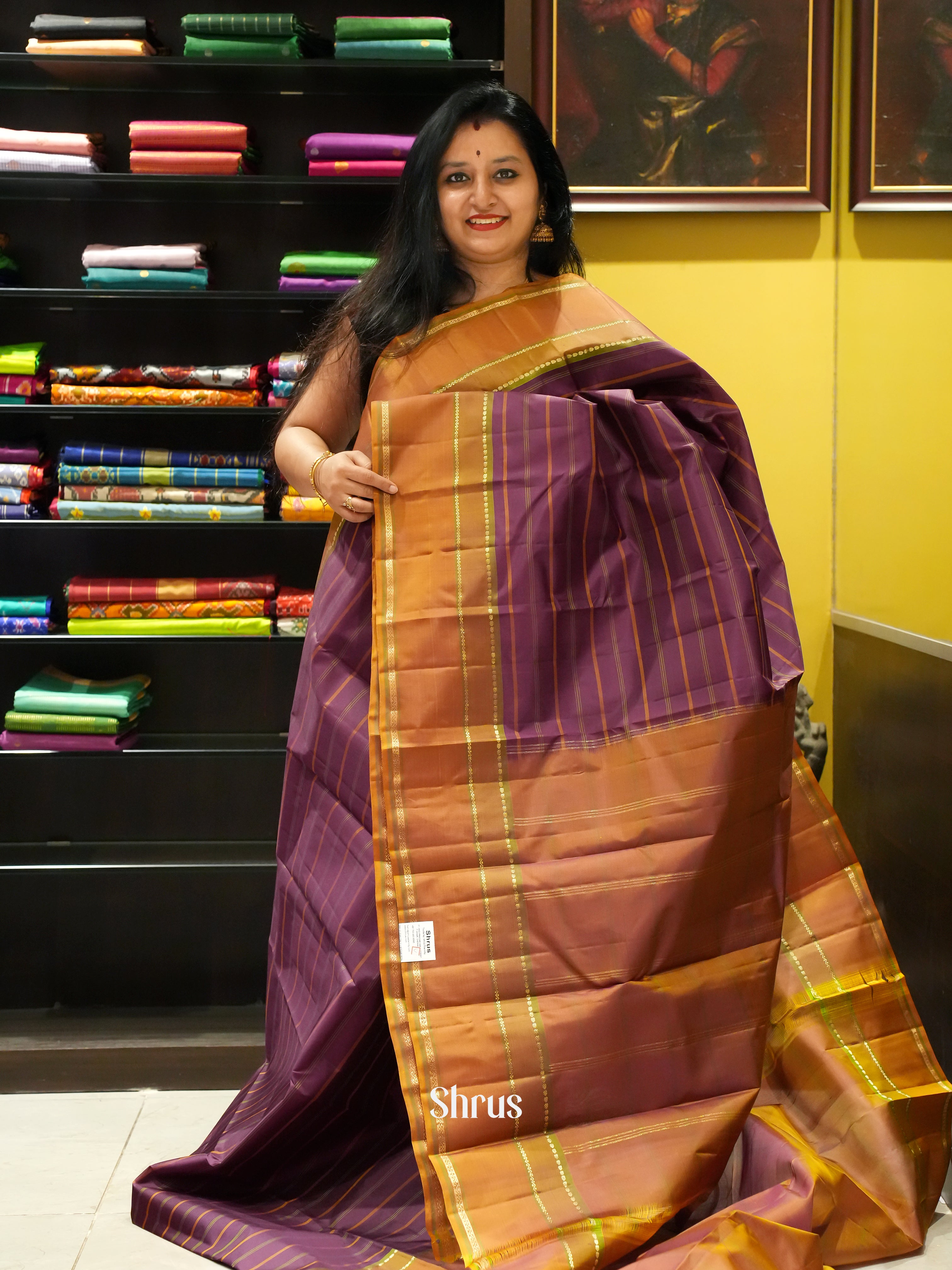 Purple & Honey - Kanchipuram silk Saree