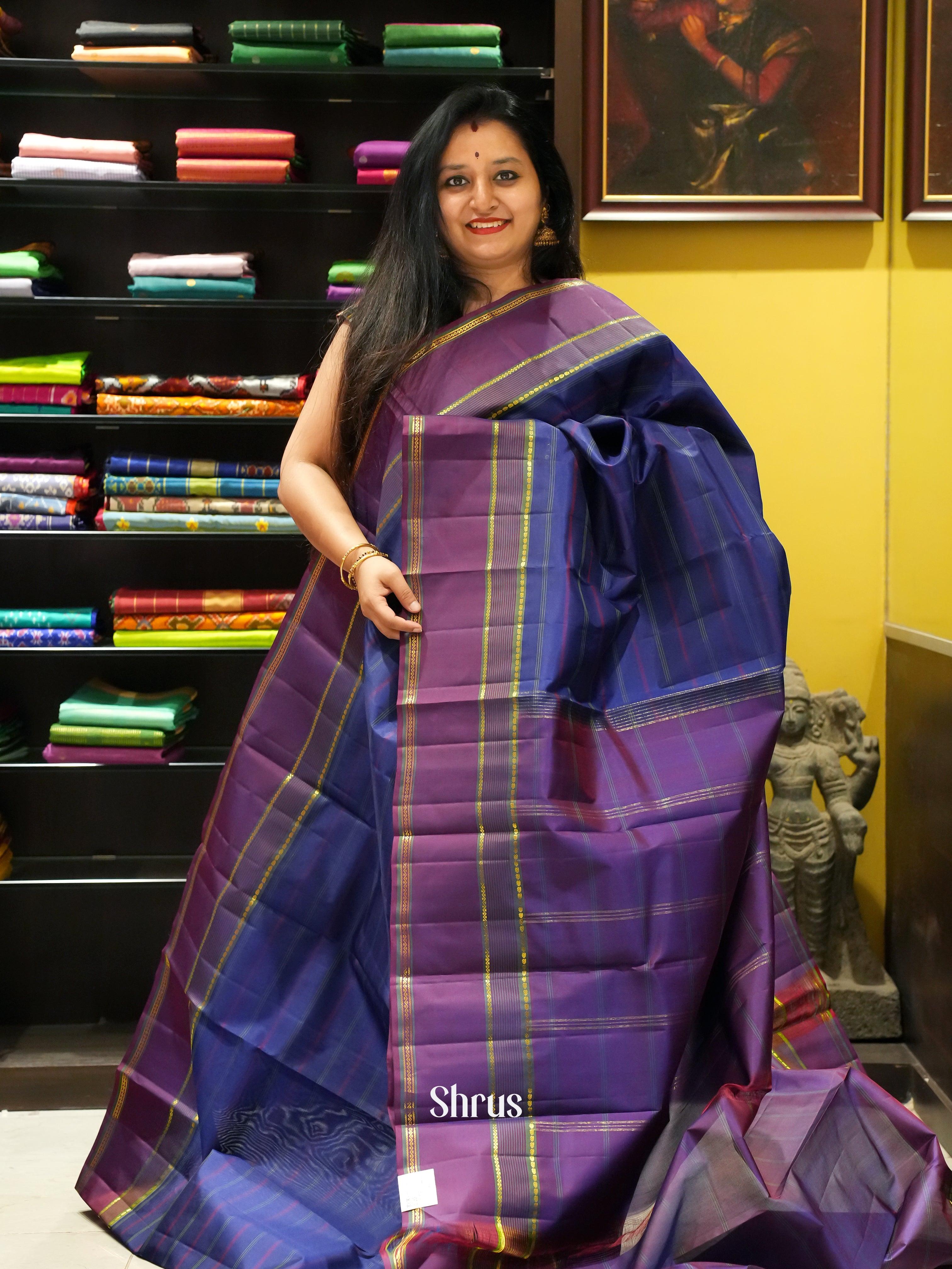 Blue & Purple - Kanchipuram silk Saree