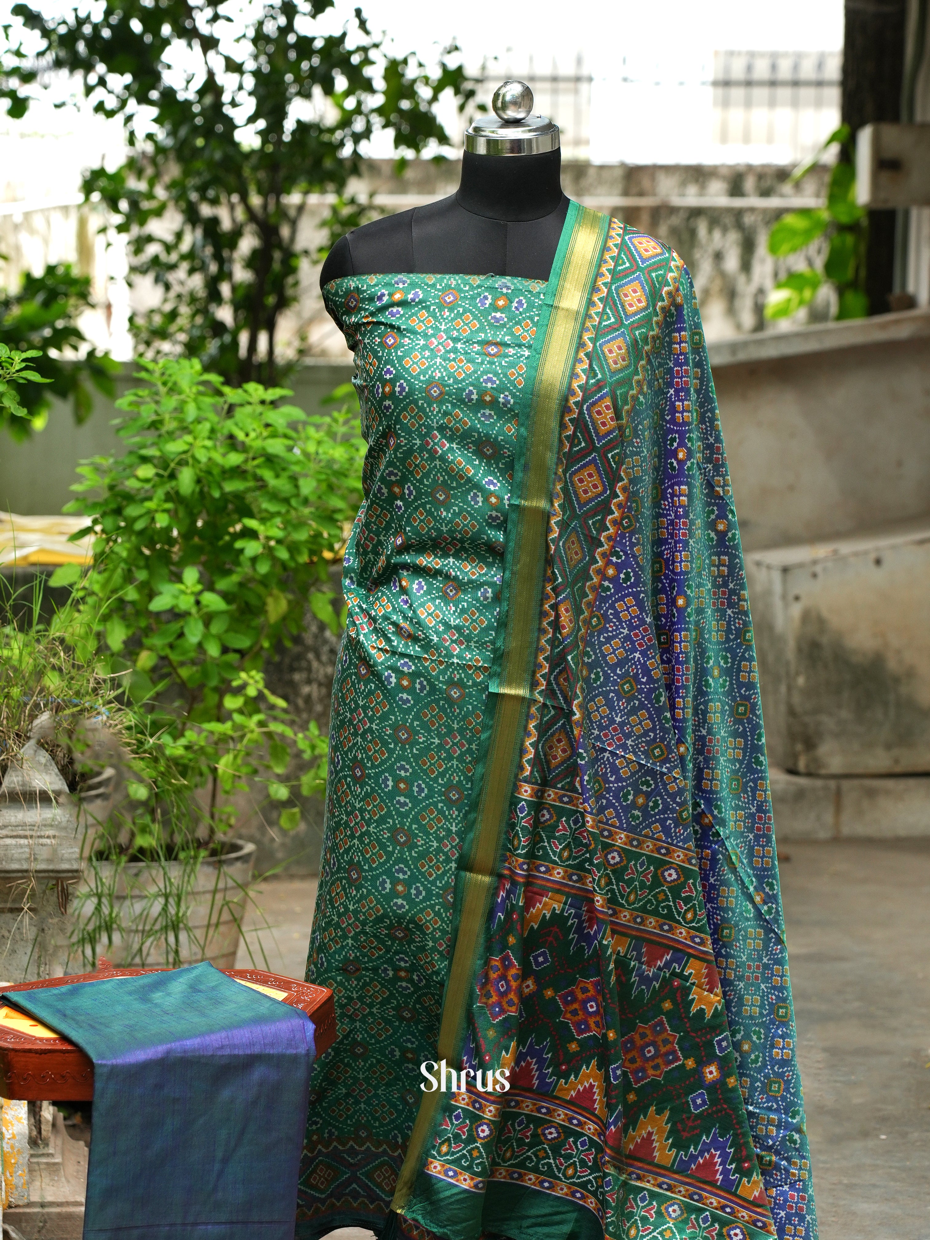 Green - semi patola salwar