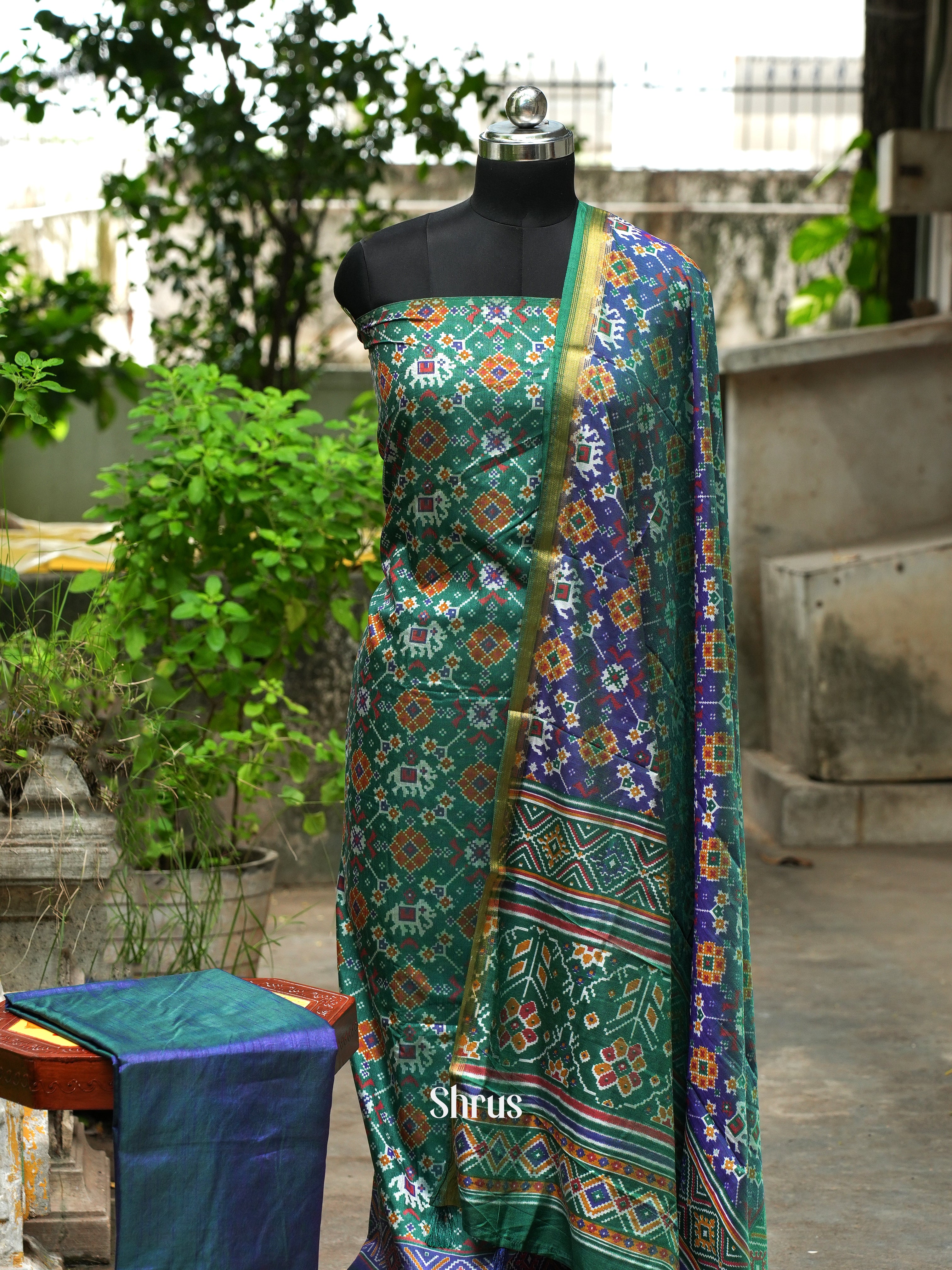 Green & Blue  - semi patola salwar