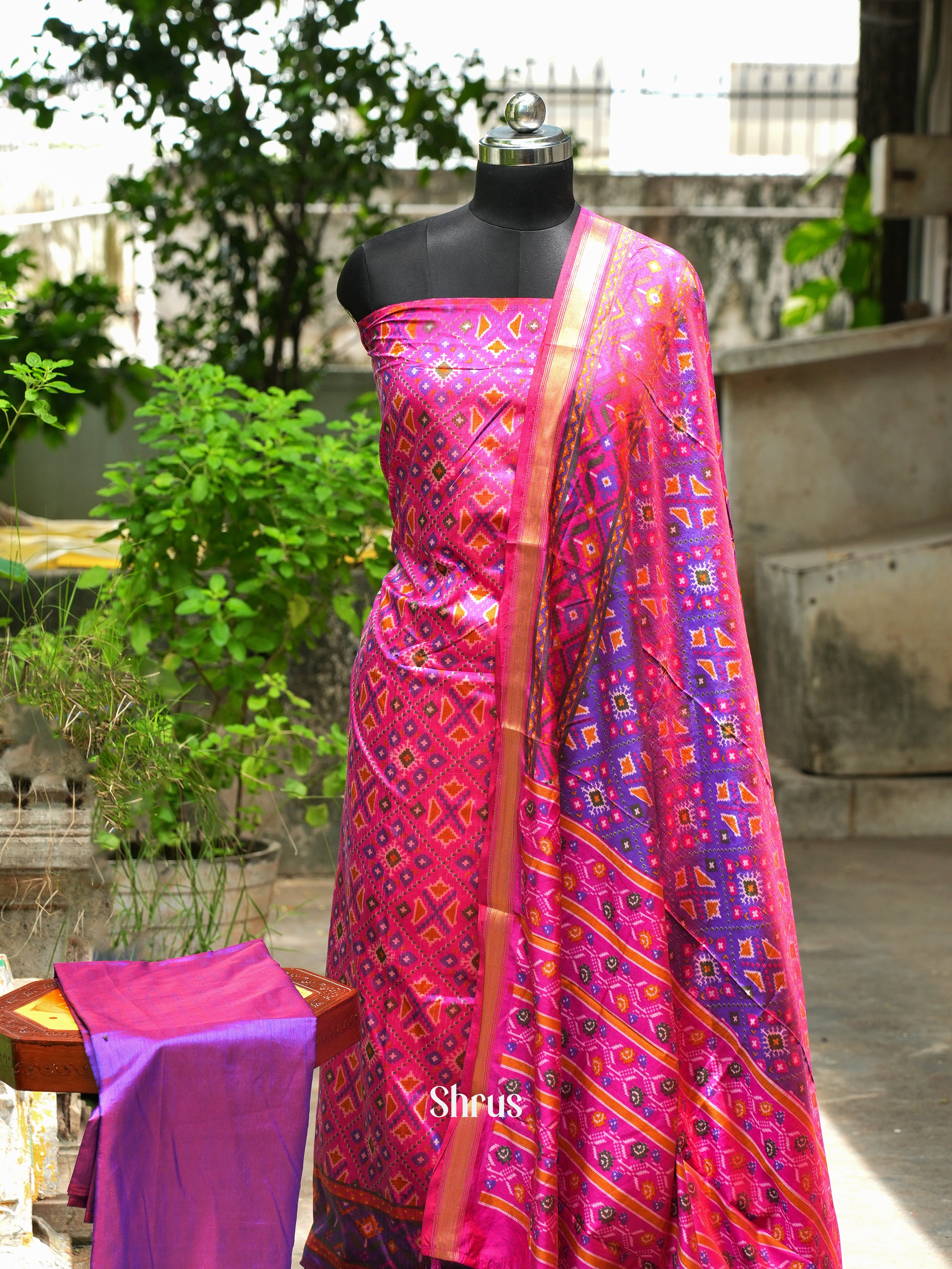 Pink & Purple - semi patola salwar - Shop on ShrusEternity.com