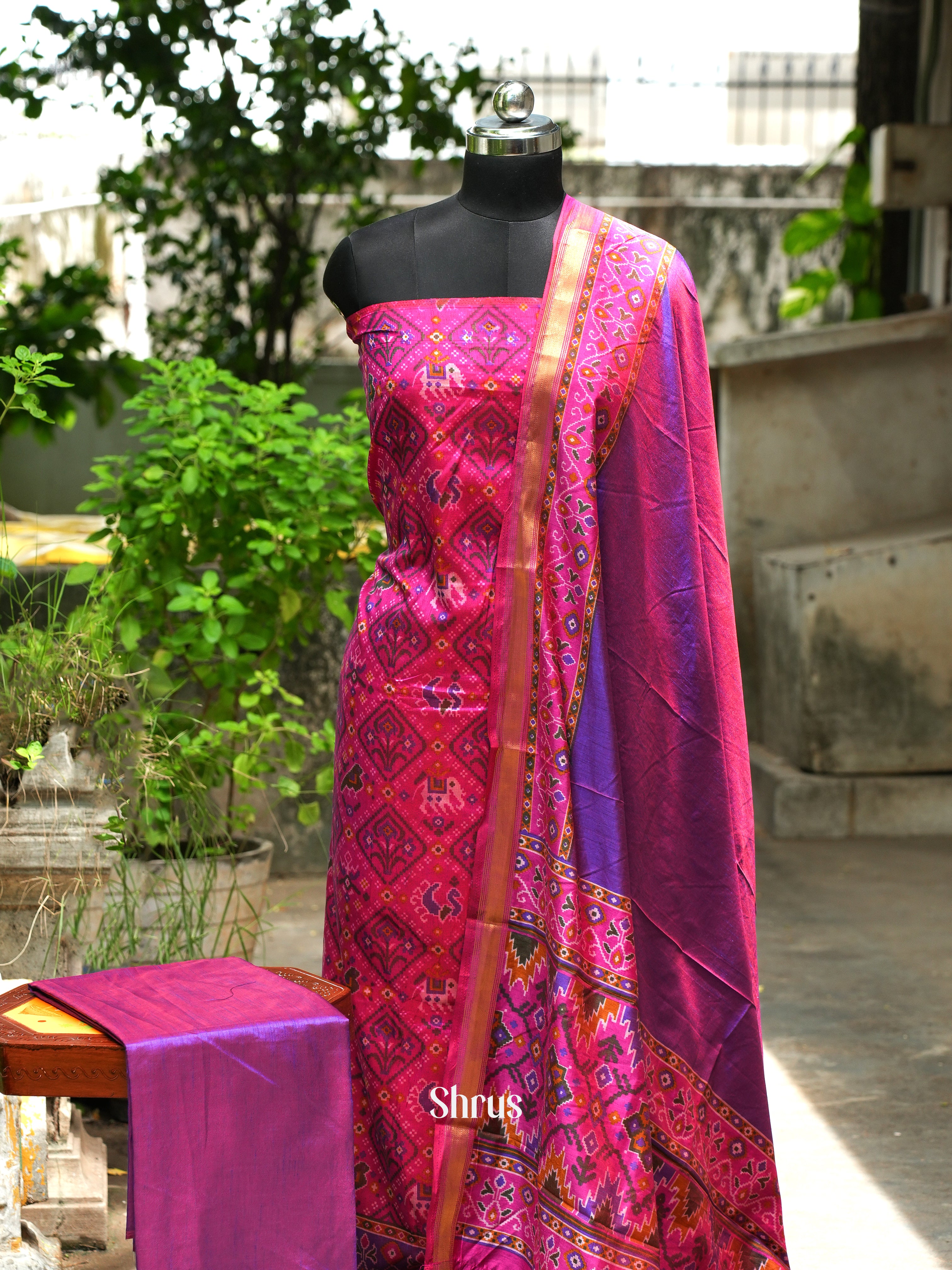 Pink & Purple - Semi patola salwar