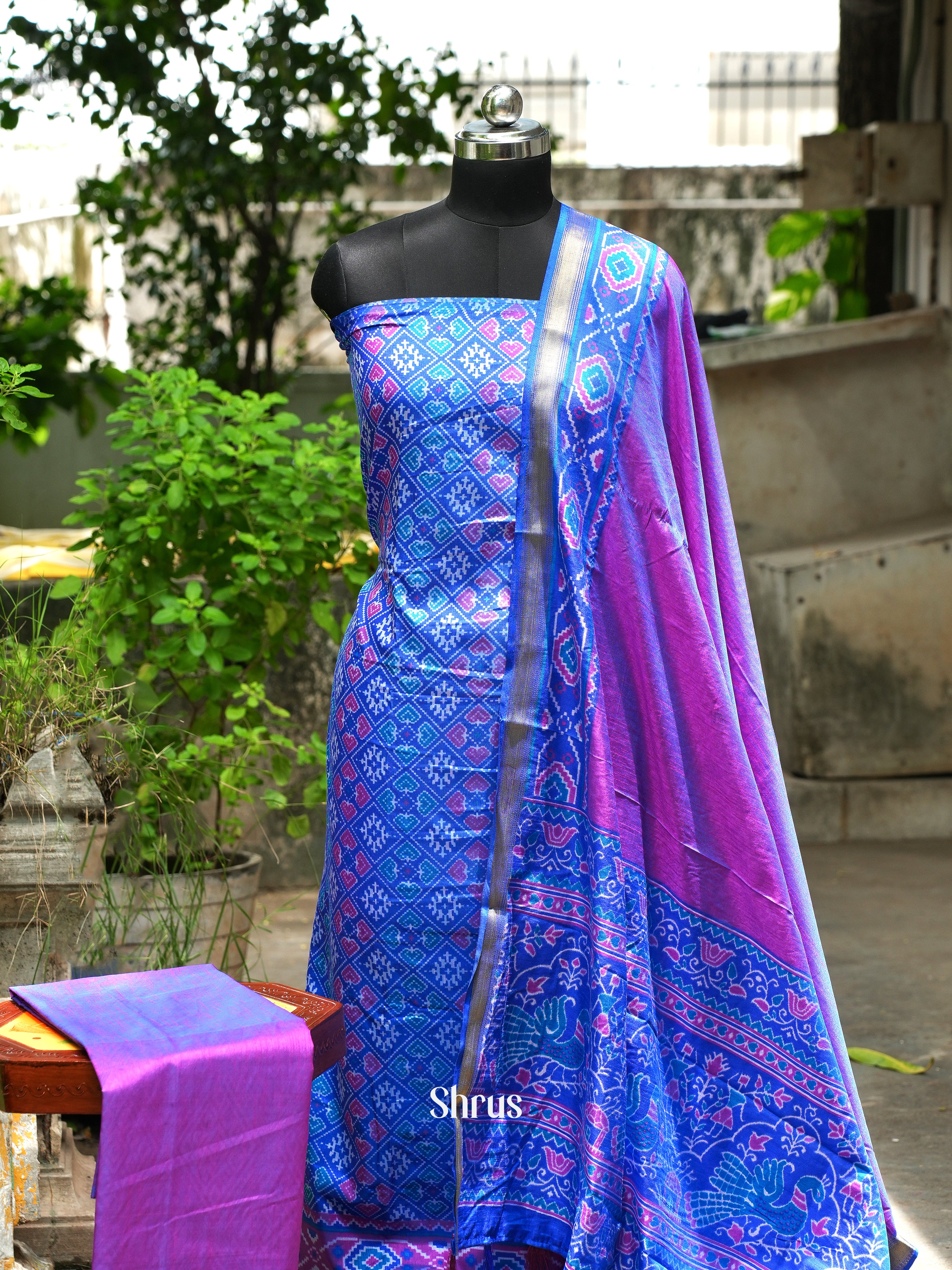 Blue & Purple - Semi patola salwar