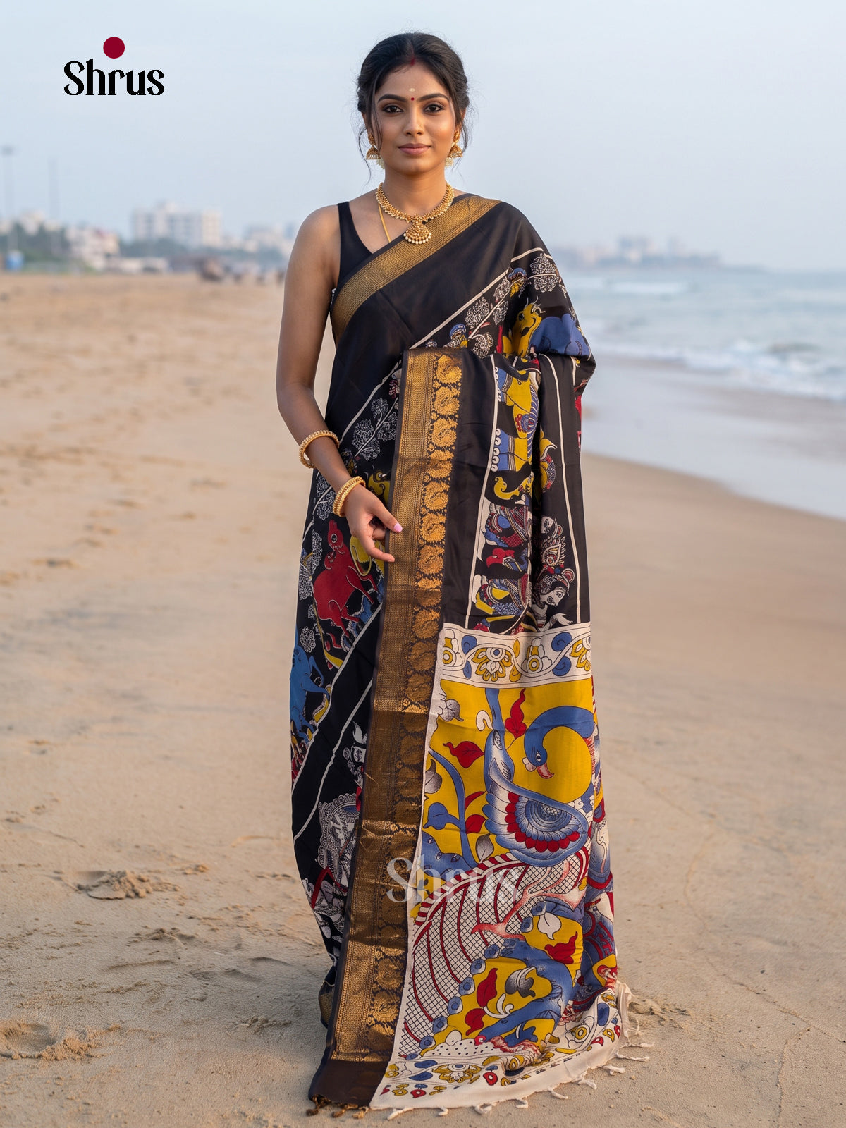 Black & Beige - chinnur kalamakri