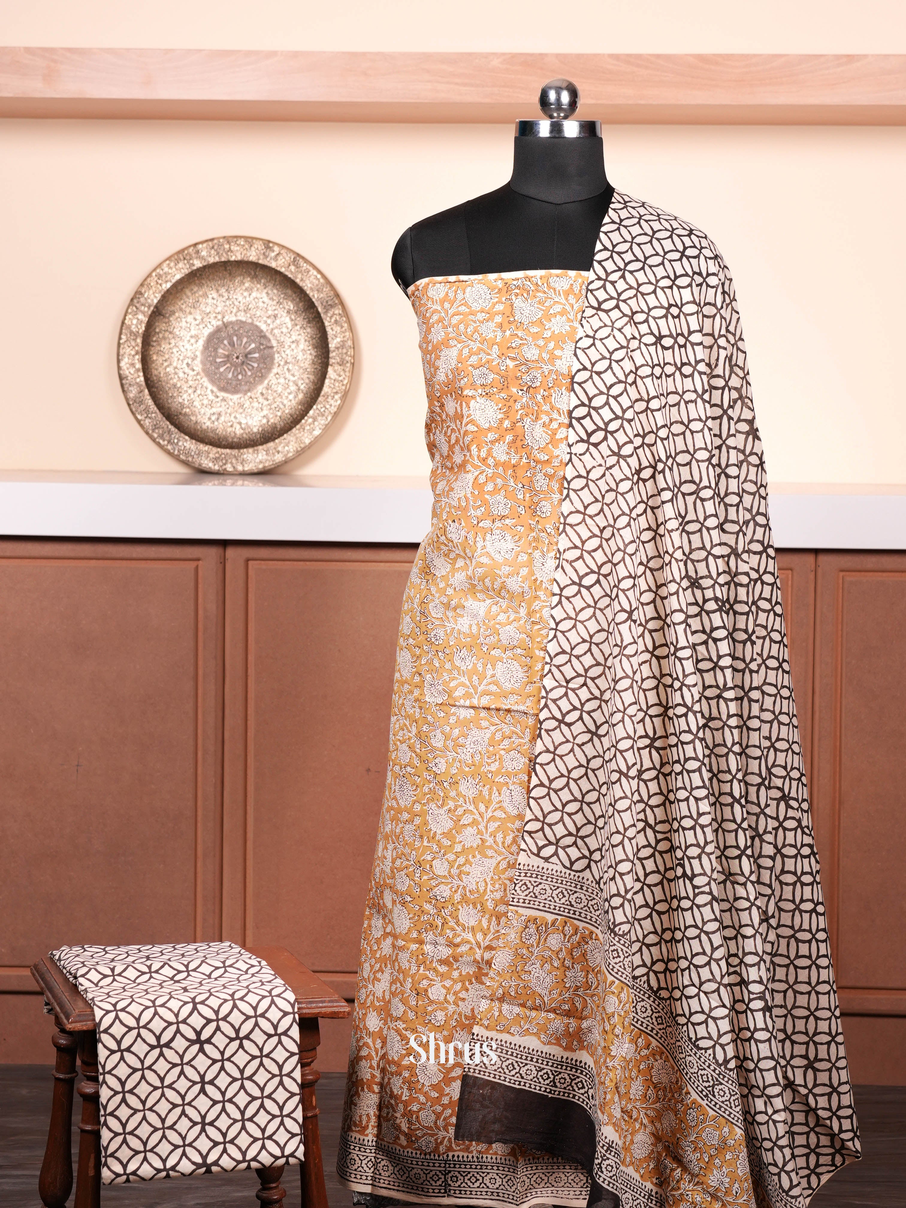 Mustard  & Cream - Cotton salwar