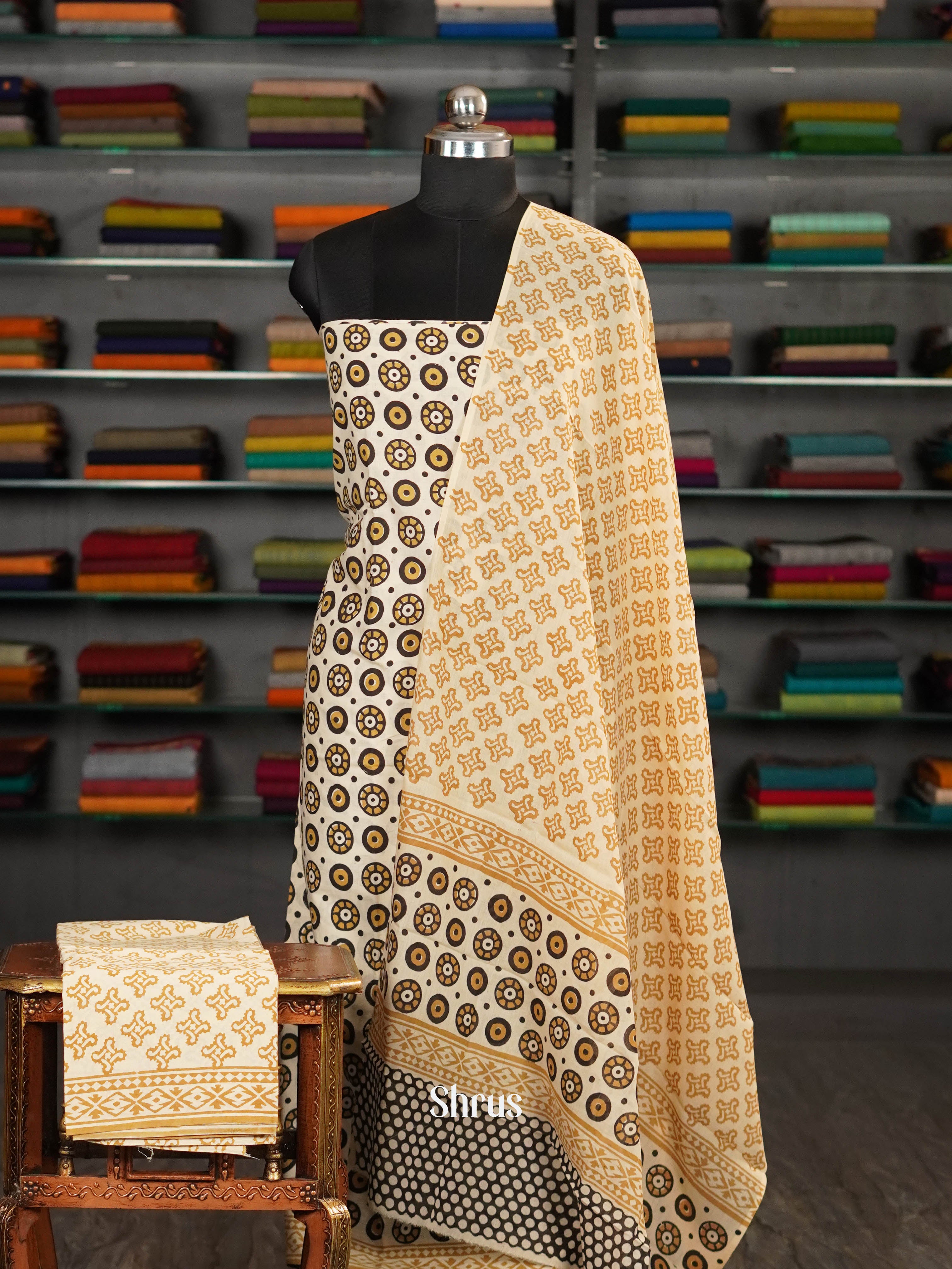 Cream - Cotton salwar