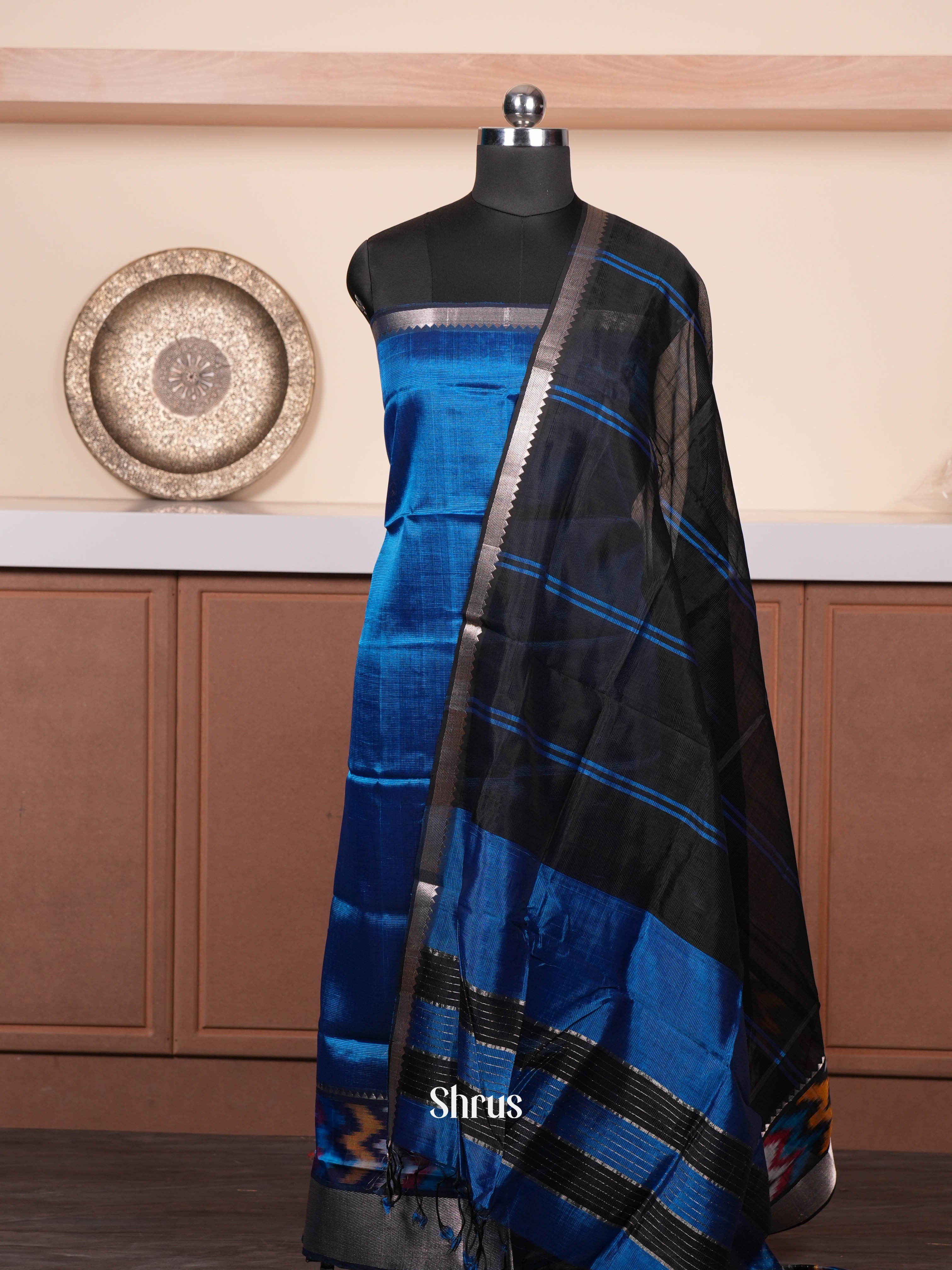 Blue & Black  - mangalagirisico top & dupatta combo