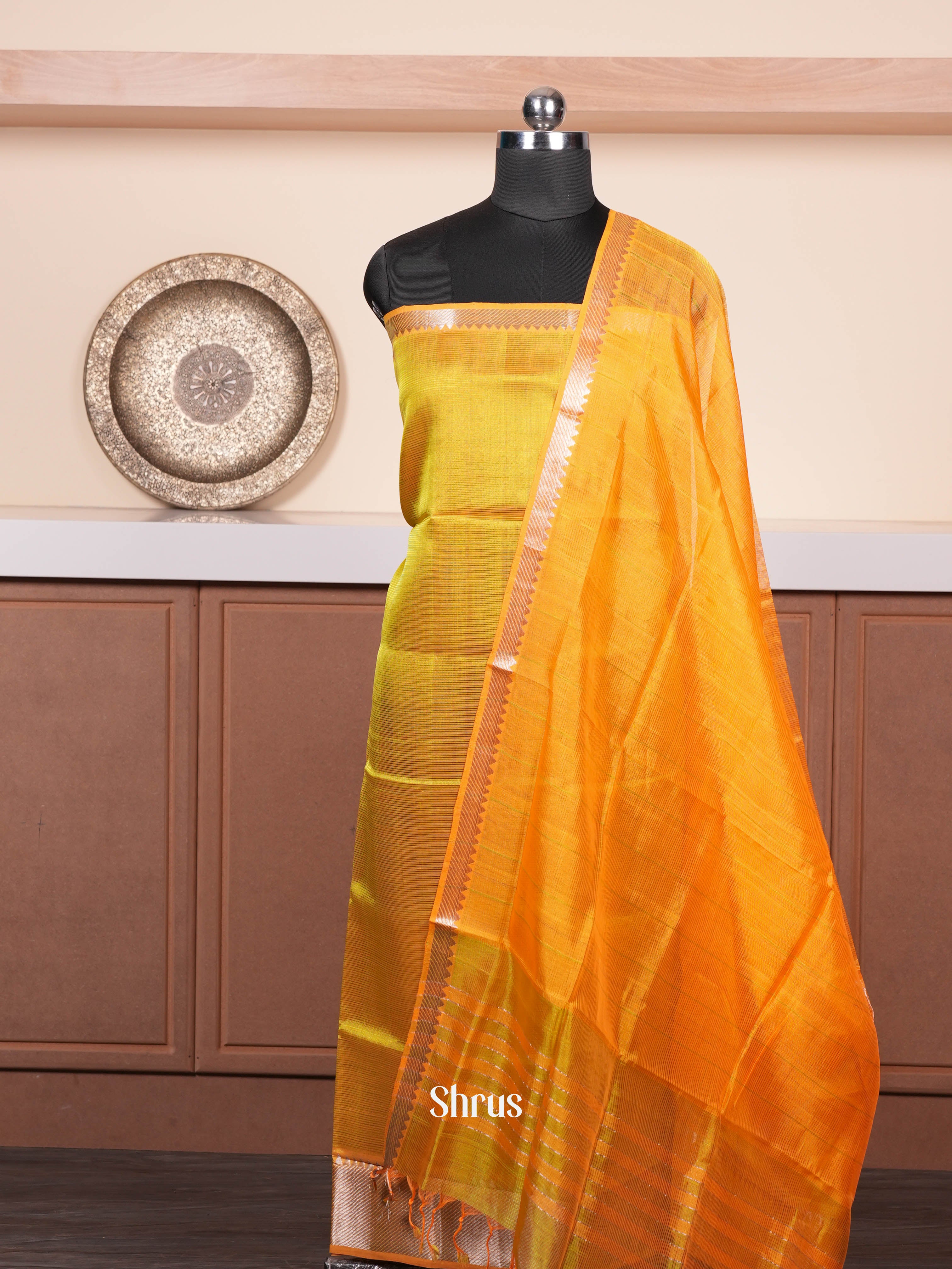 Golden Yellow  - mangalagirisico top & dupatta combo