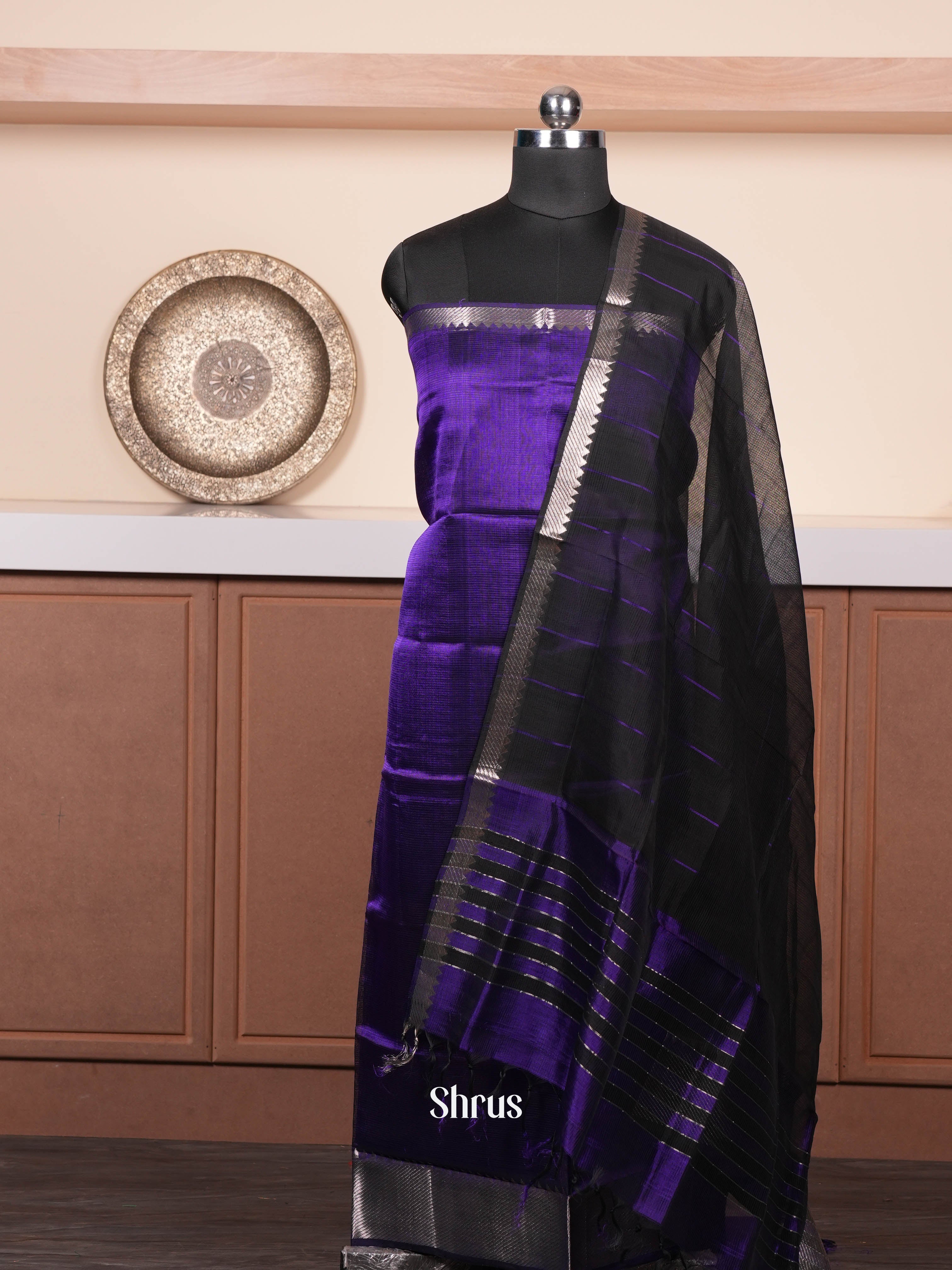 Indigo & Black - mangalagirisico top & dupatta combo