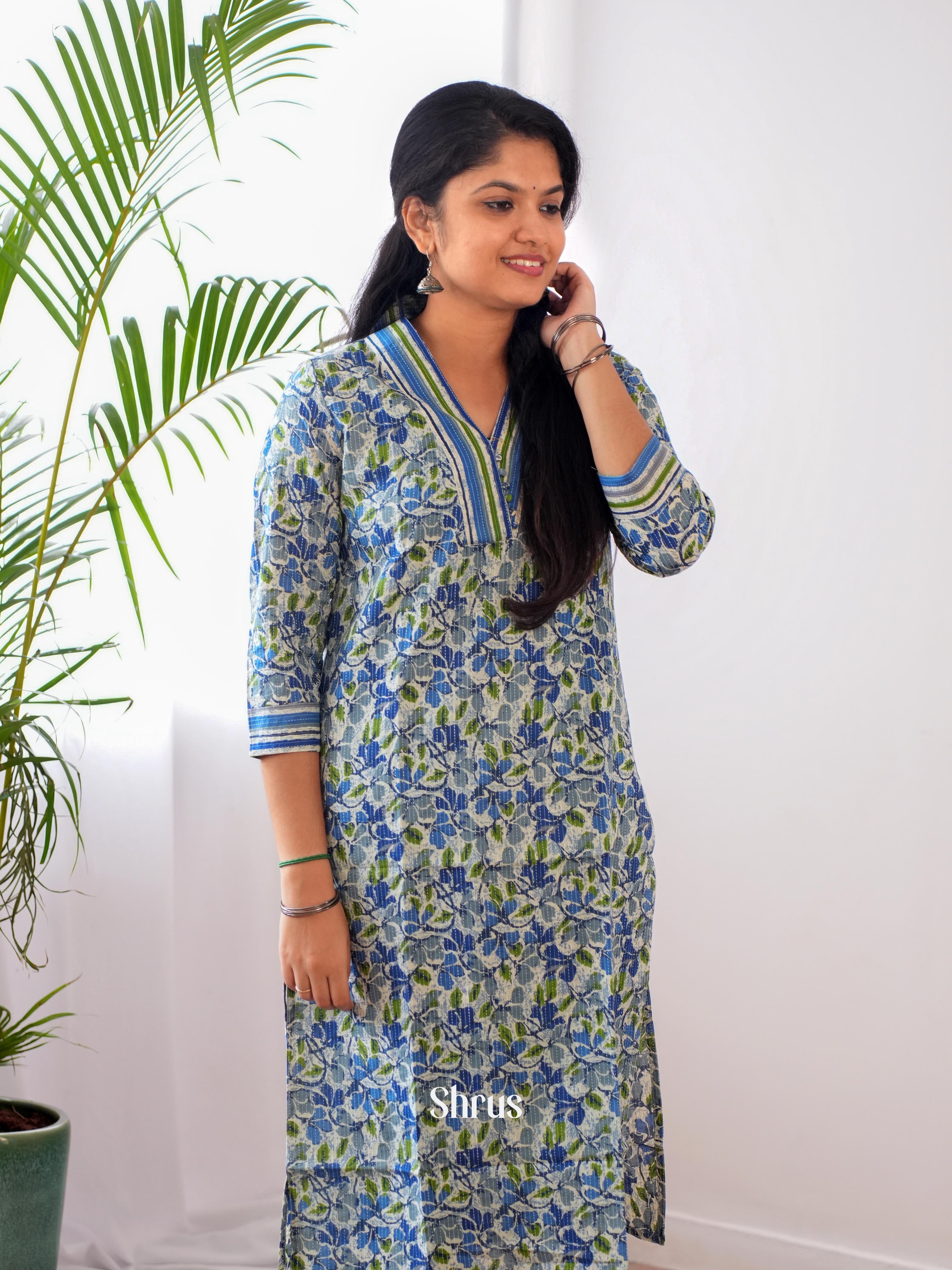 Blue & Grey  - Readymade Kurti