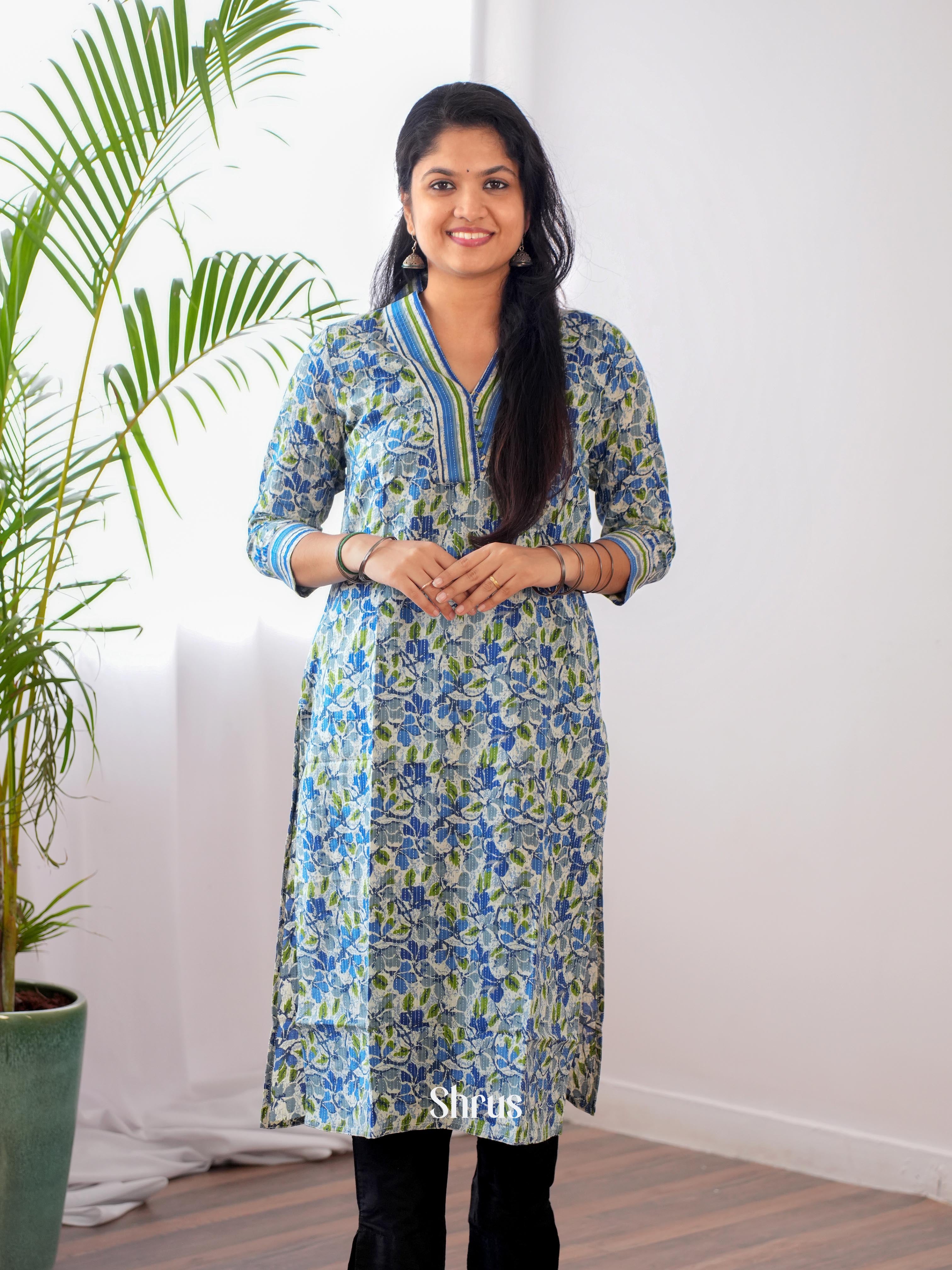 Blue & Grey  - Readymade Kurti