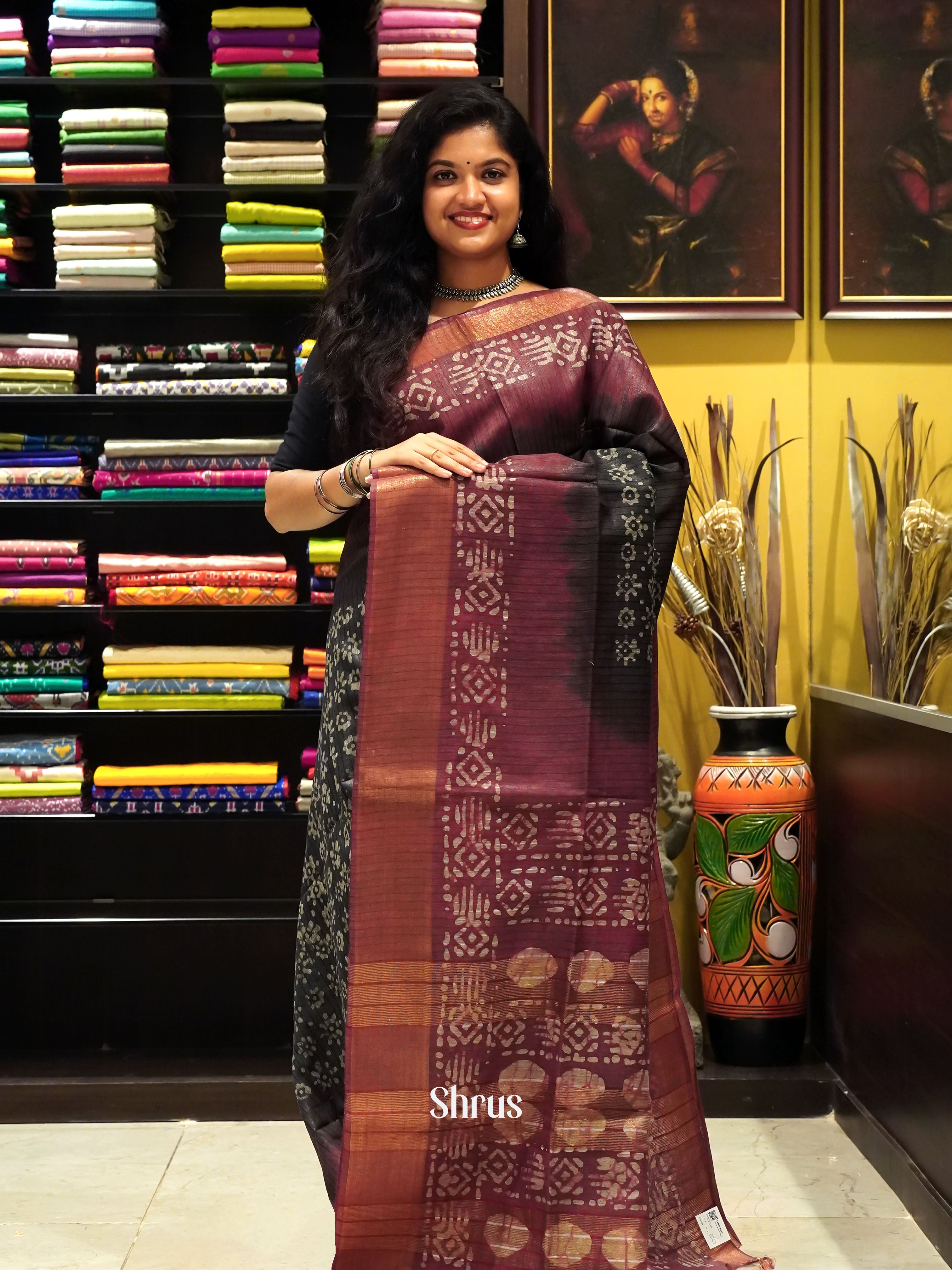 Black & Maroon - Bhatik Saree