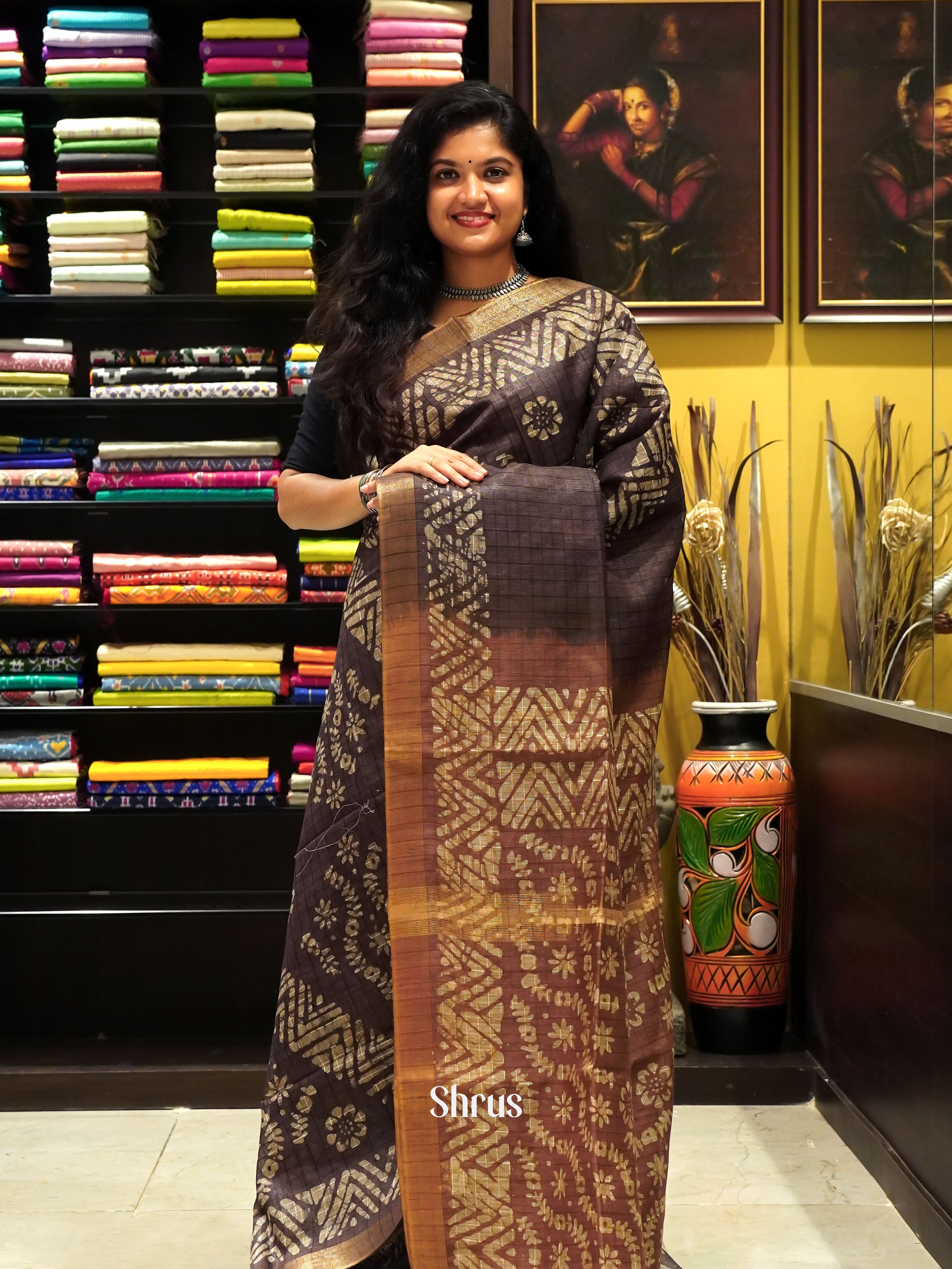 Dark Brown & Brown- Bhatik Saree