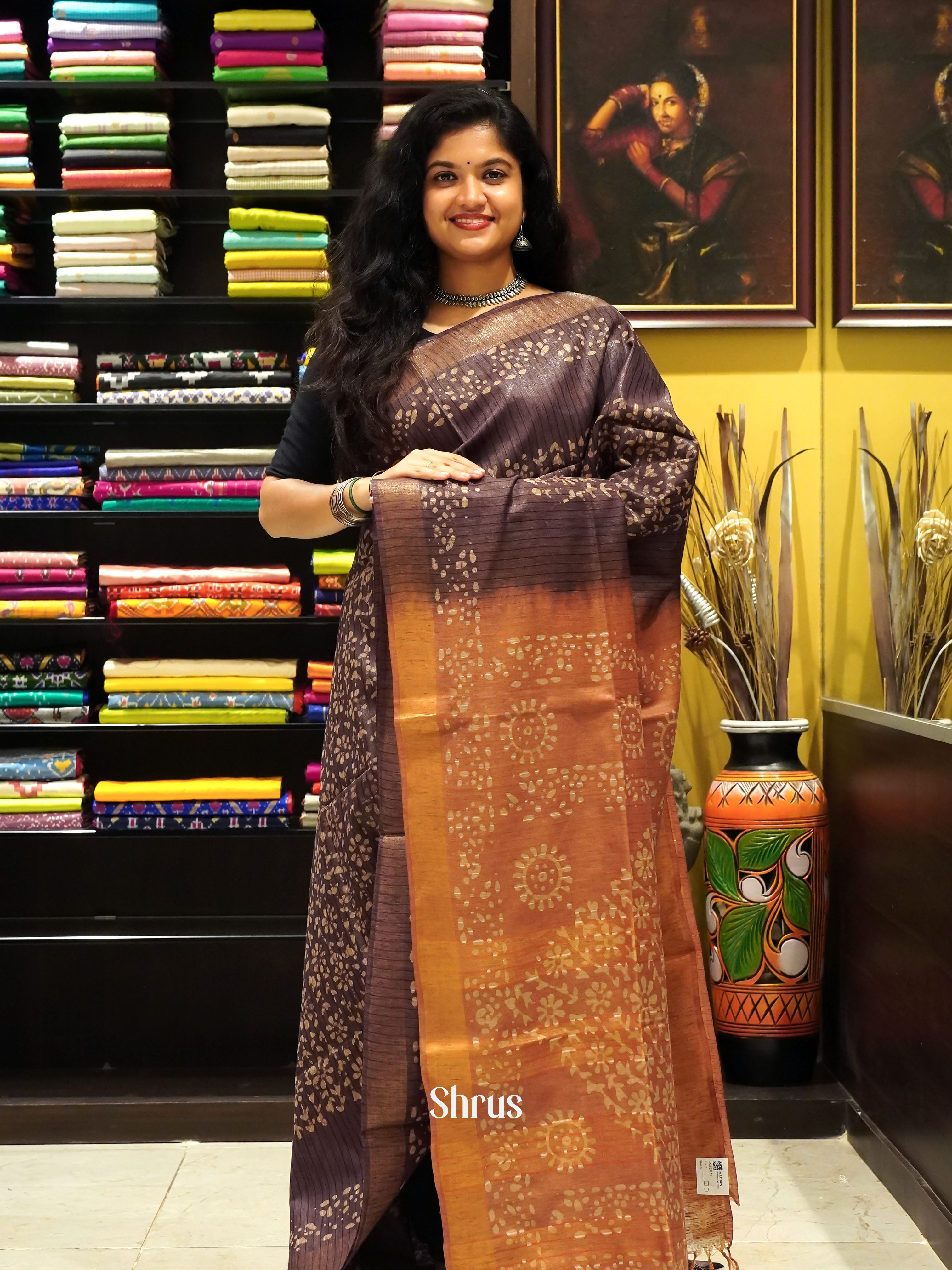 Brown & Dull Brown - Bhatik Saree