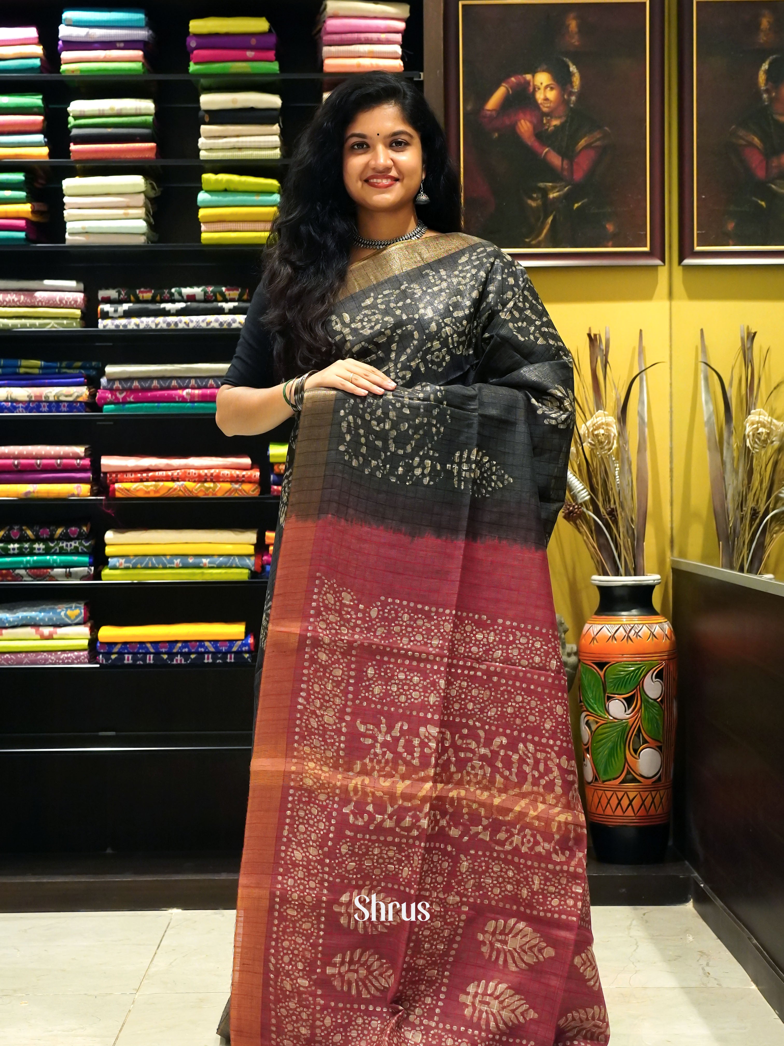 Black  & Red - Bhatik Saree