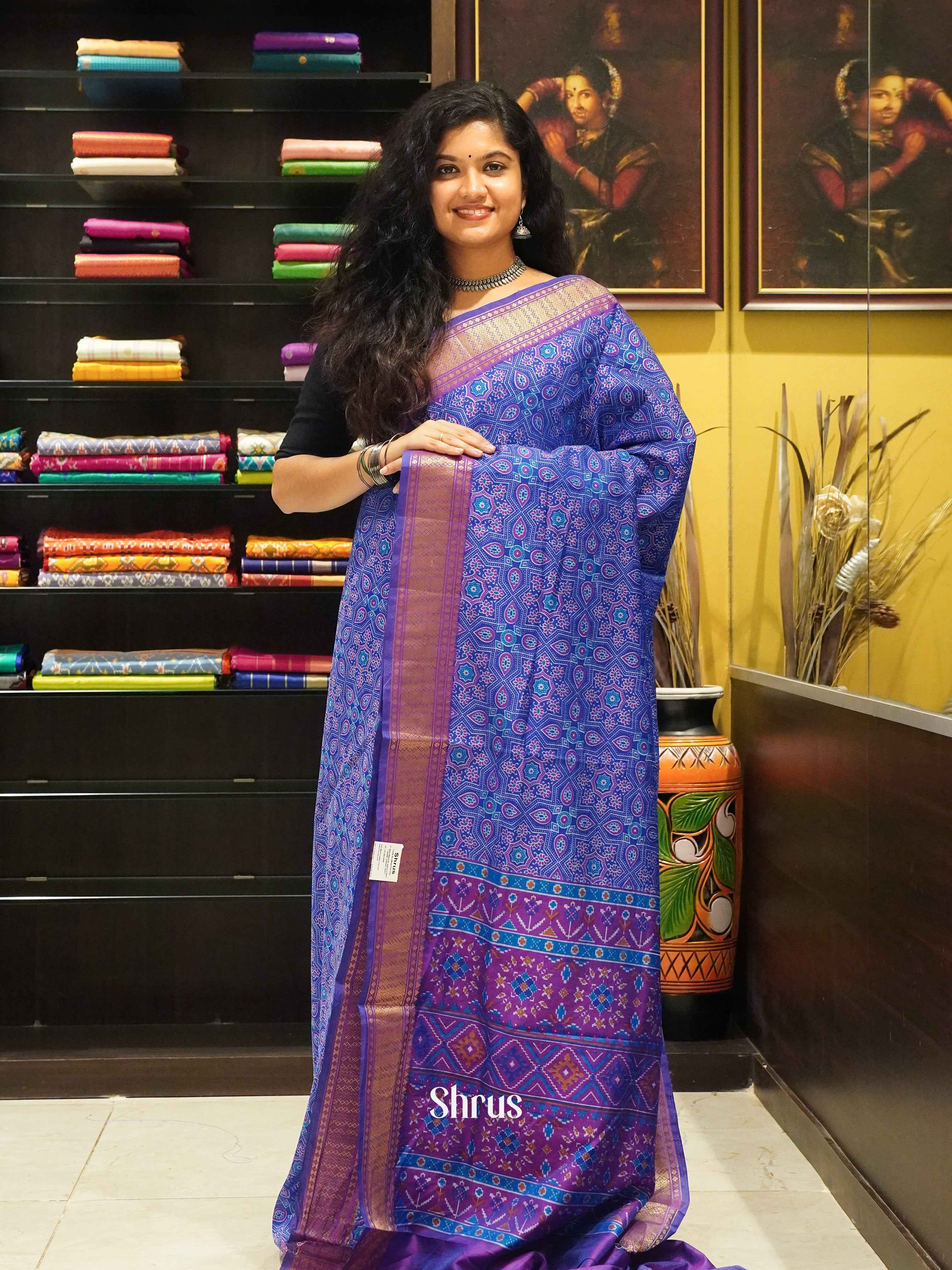 Blue & Purple - Semi Patola Saree