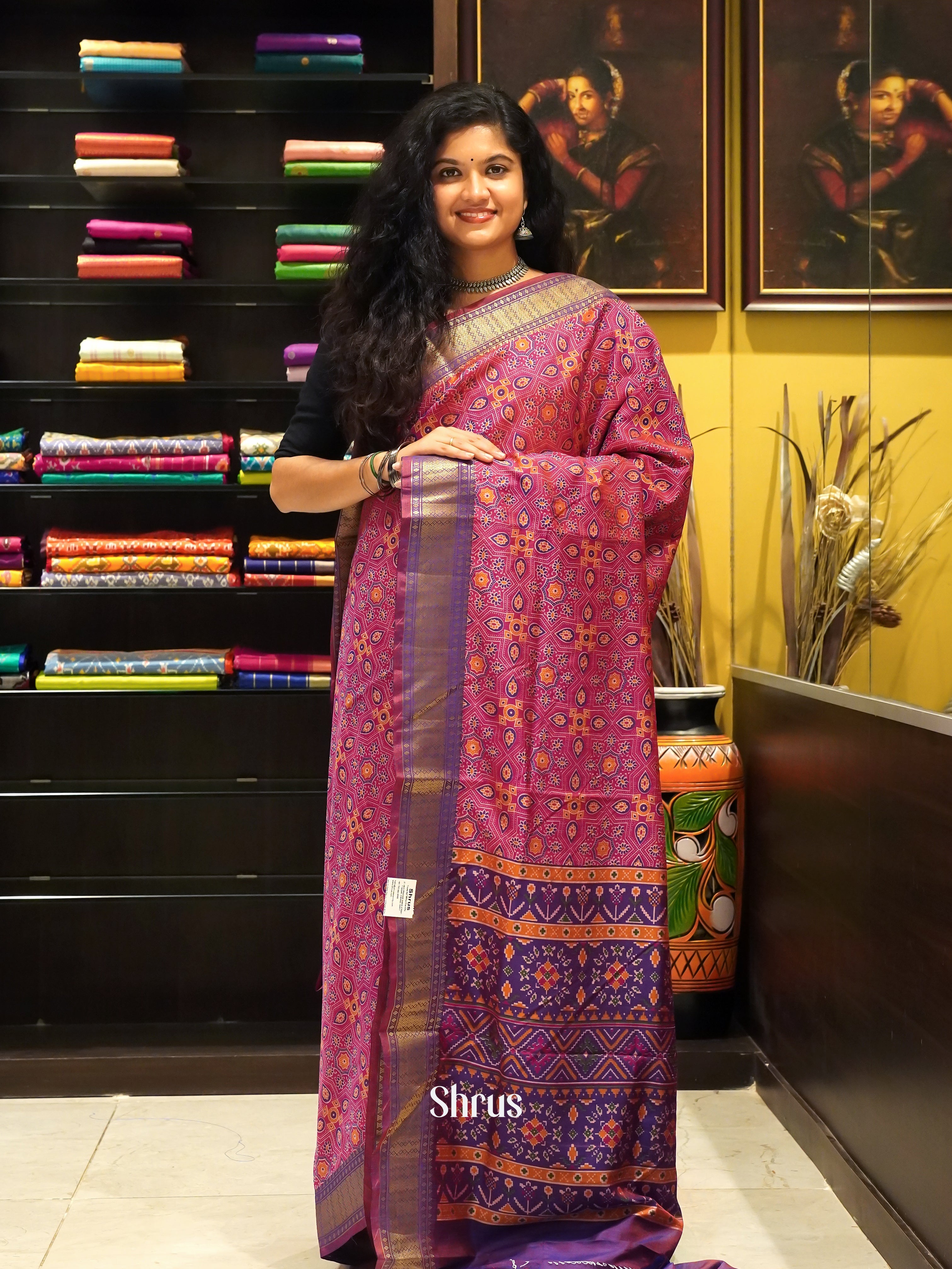 Pink & Purple - Semi Patola Saree